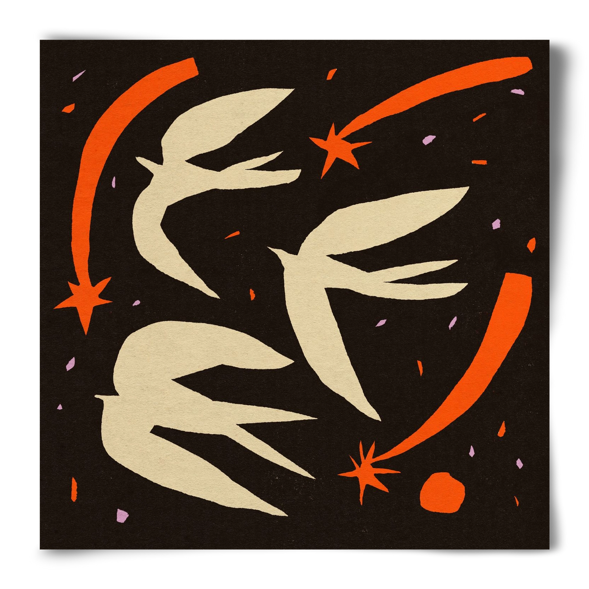 Birds on night sky, 50x50 cm, Keret nélkül