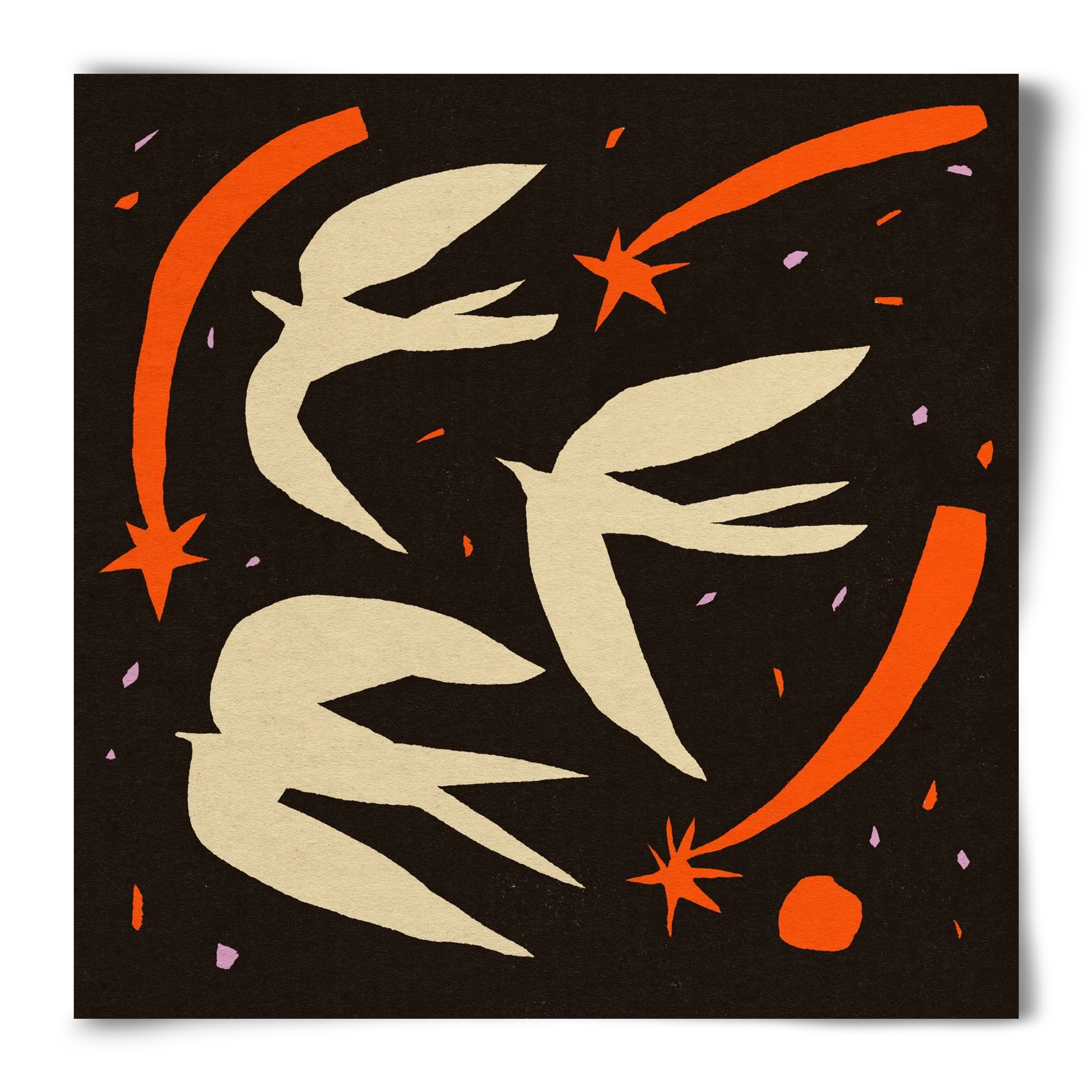 Birds on night sky, 50x50 cm, Keret nélkül