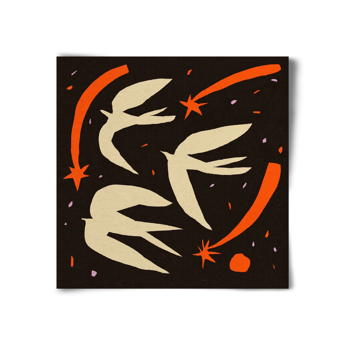 Birds on night sky, 30x30 cm, Keret nélkül