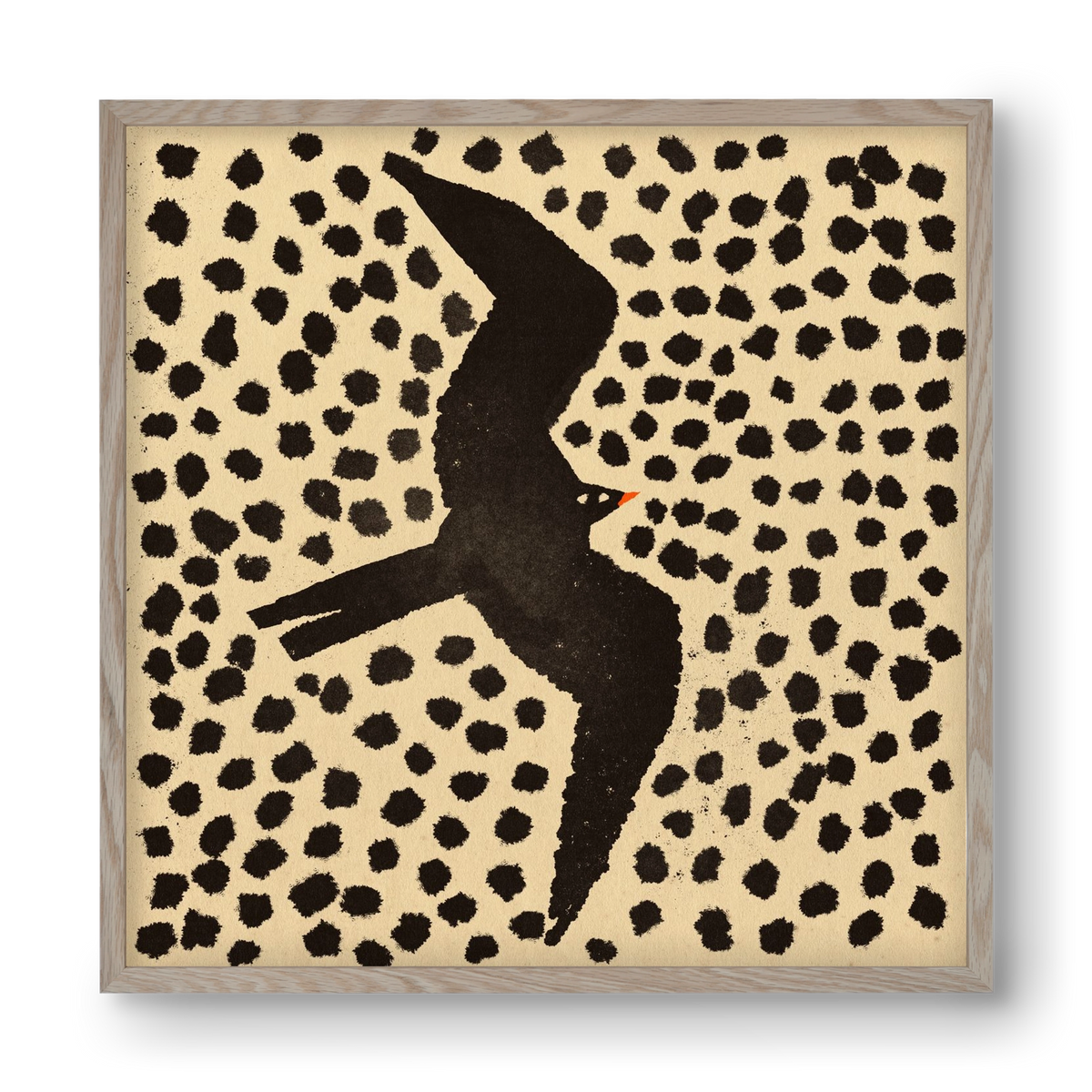 Black bird, 40x40 cm (40x40 cm), Tölgy keret