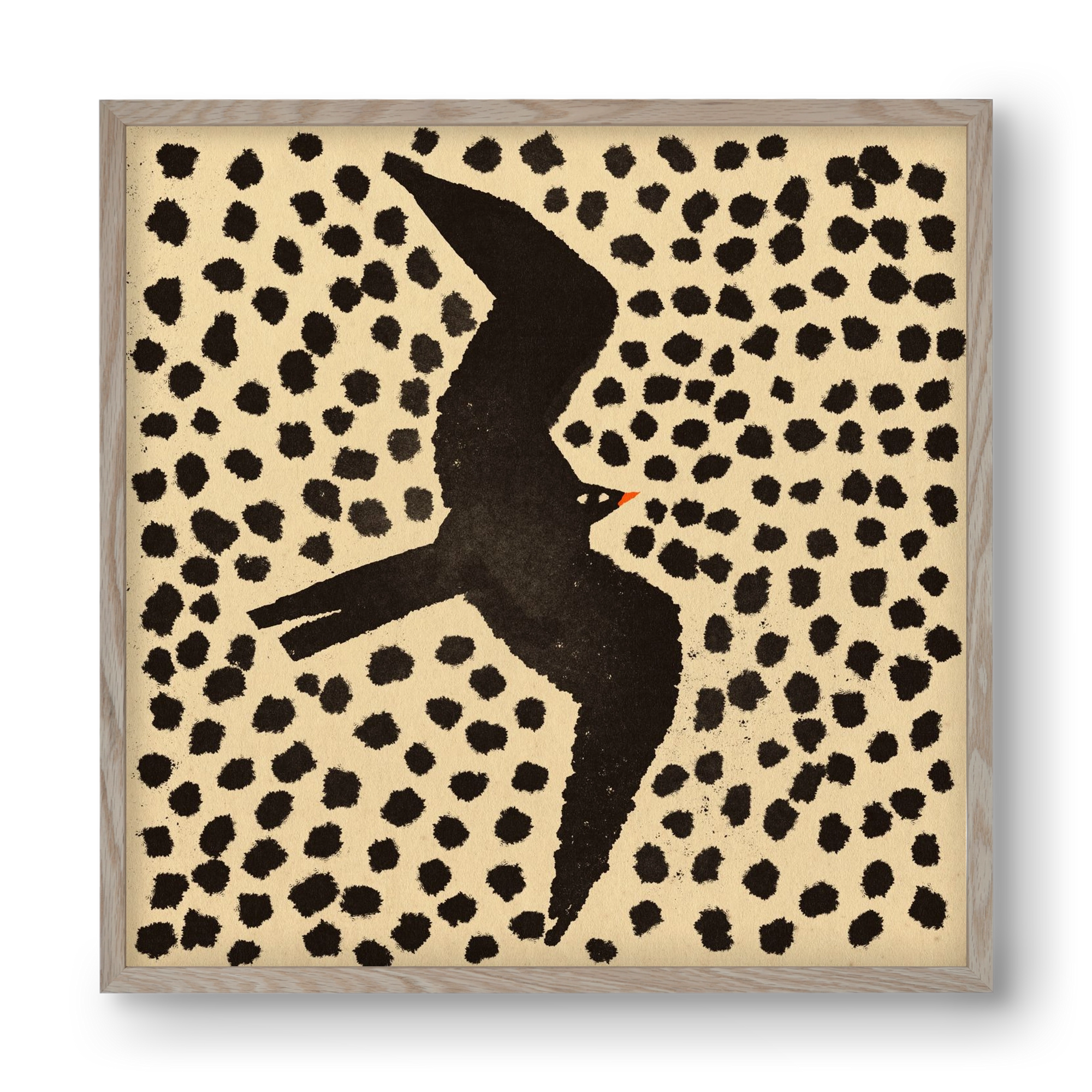 Black bird, 40x40 cm (40x40 cm), Tölgy keret