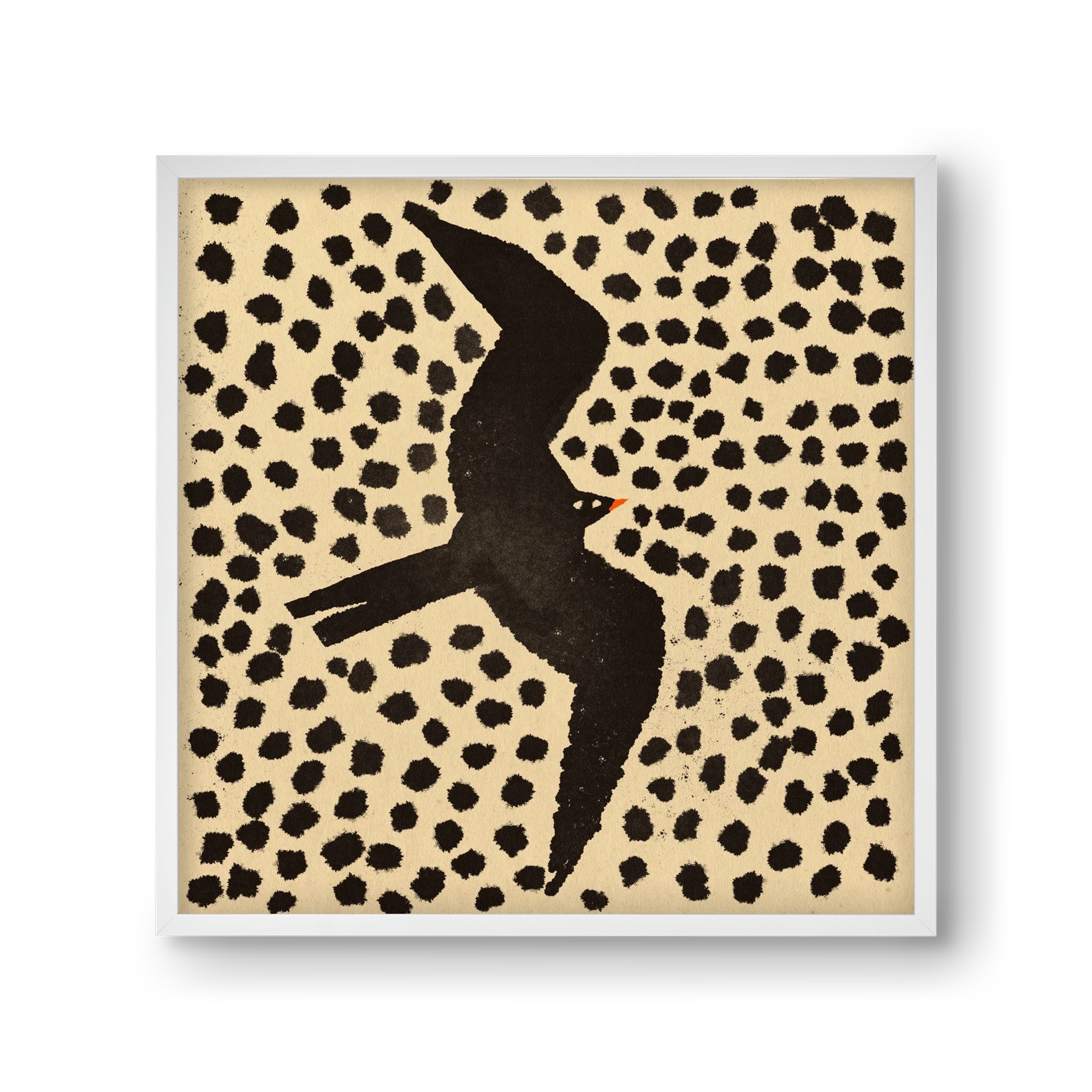 Black bird, 30x30 cm (30x30 cm), Fehér keret