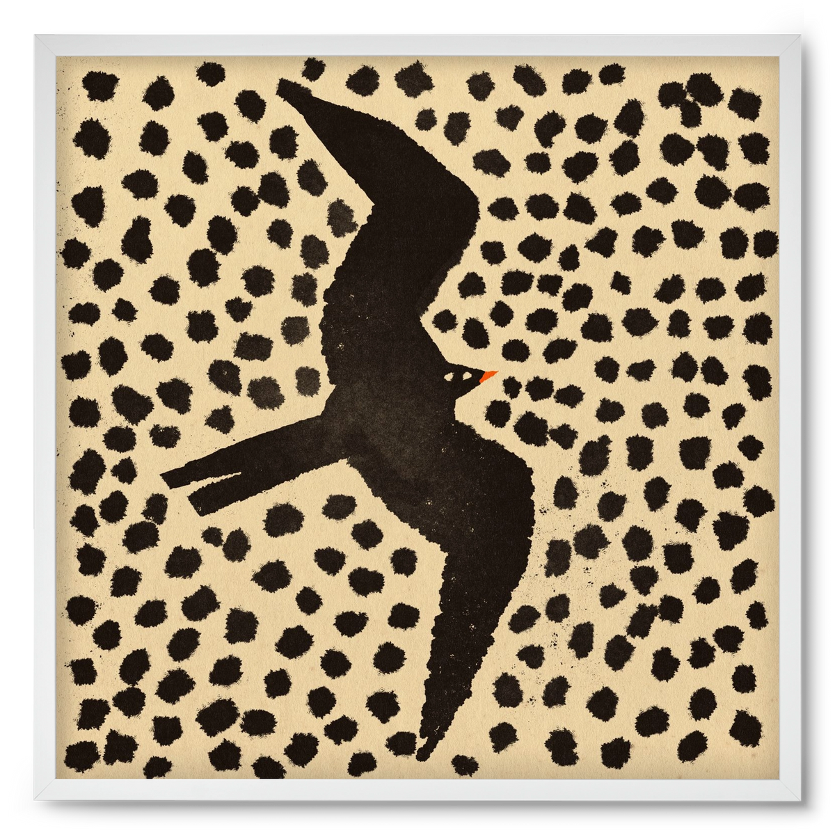 Black bird, 50x50 cm (50x50 cm), Fehér keret