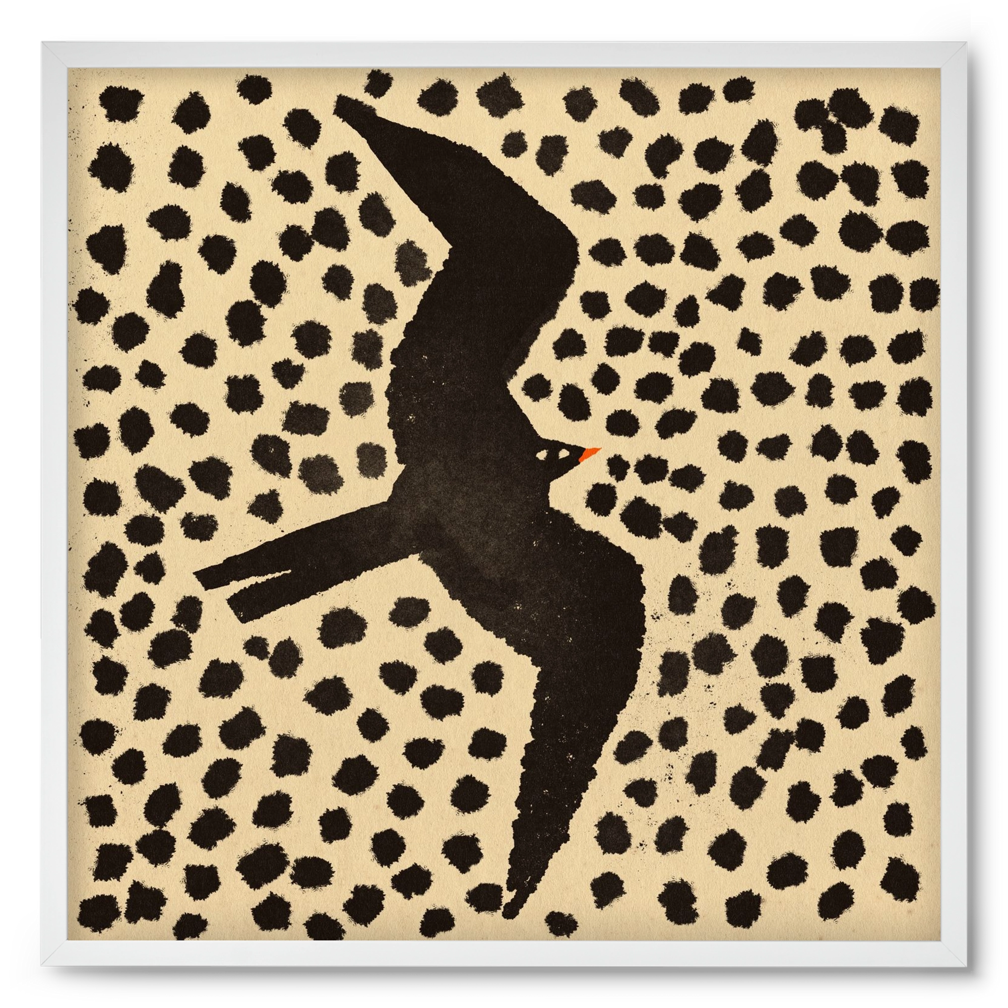 Black bird, 50x50 cm (50x50 cm), Fehér keret