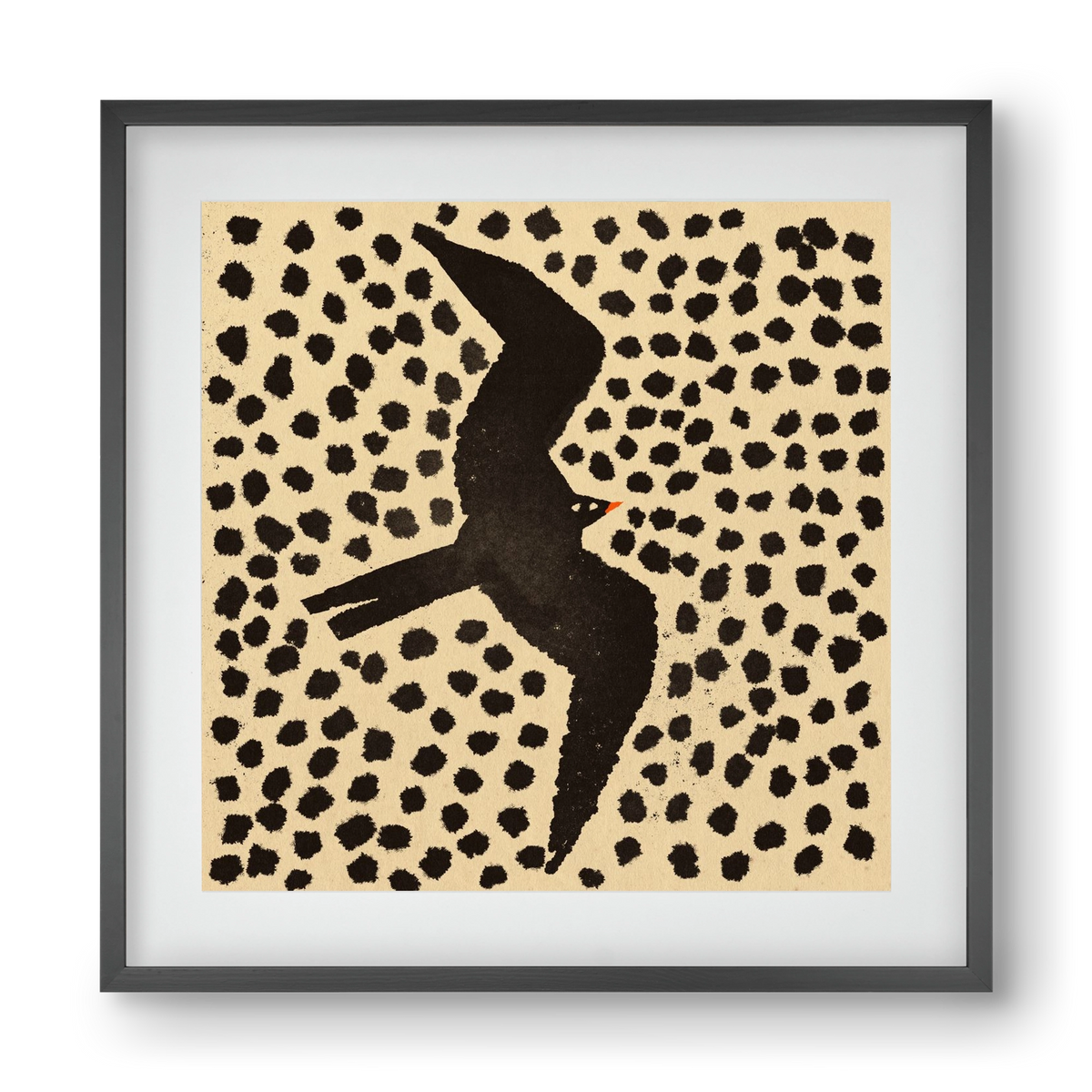 Black bird, 40x40 cm (30x30 cm), Fekete keret, paszpartuval