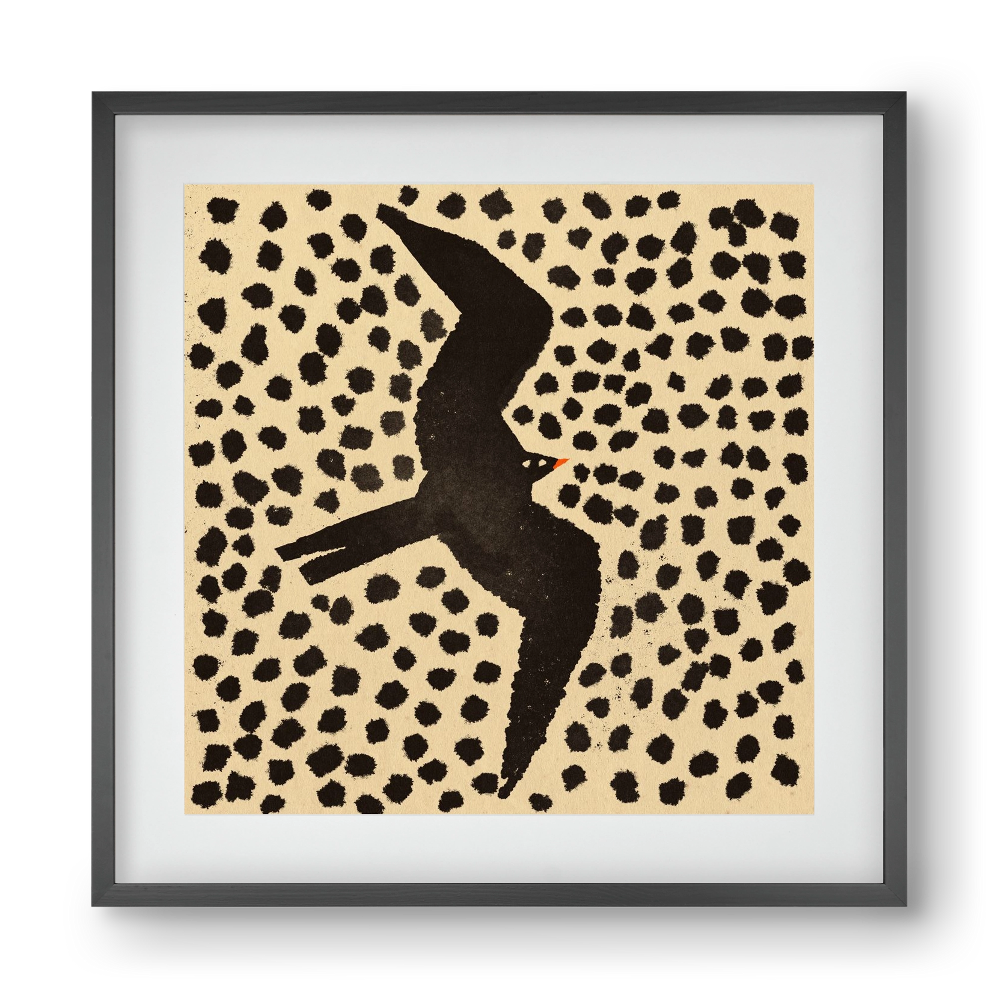 Black bird, 40x40 cm (30x30 cm), Fekete keret, paszpartuval