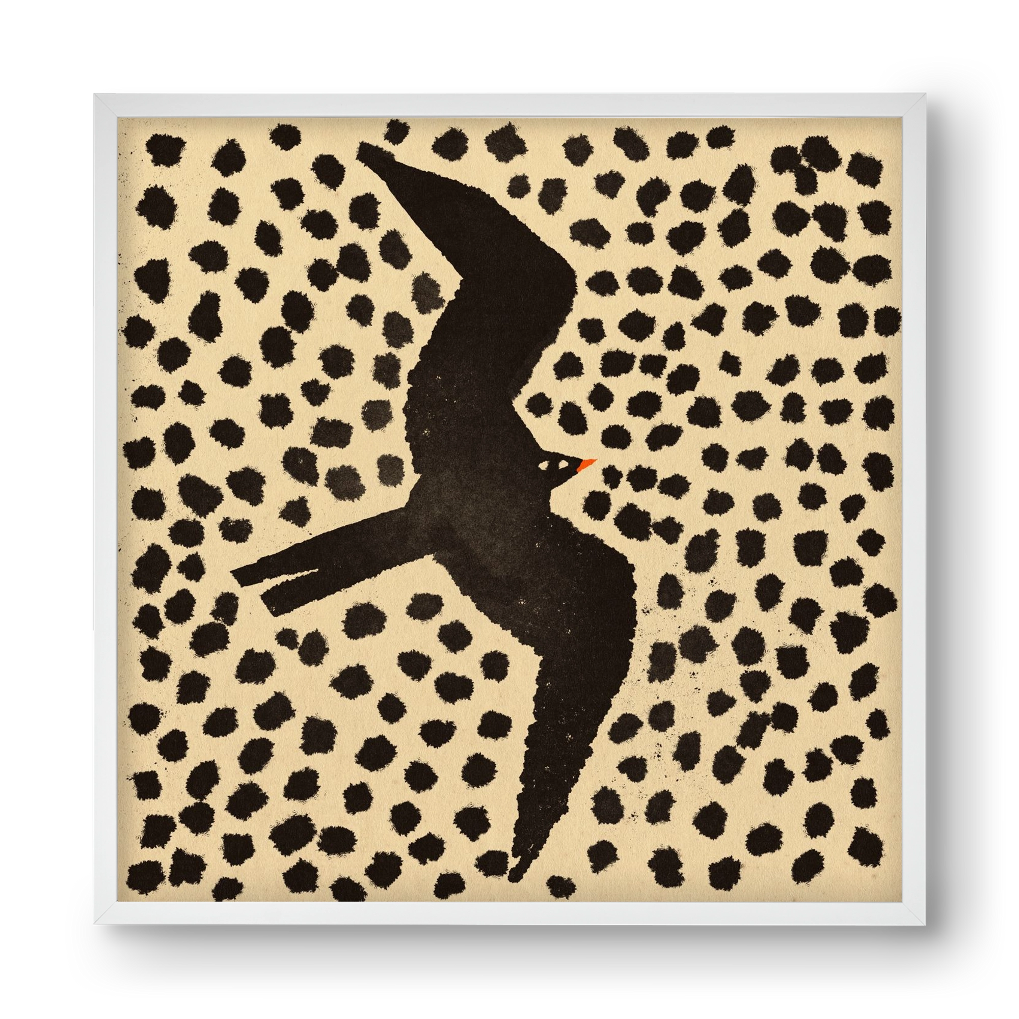 Black bird, 40x40 cm (40x40 cm), Fehér keret