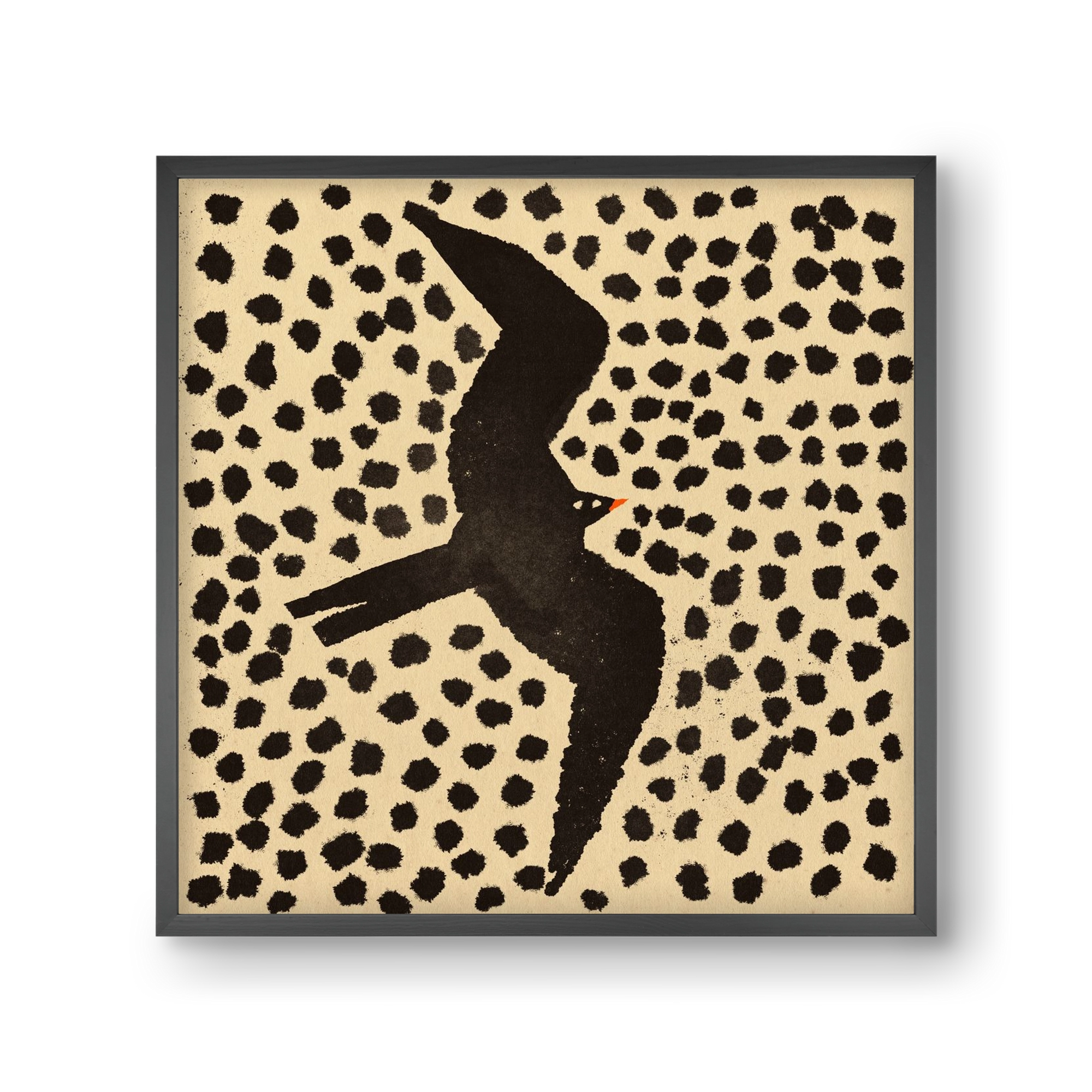 Black bird, 30x30 cm (30x30 cm), Fekete keret