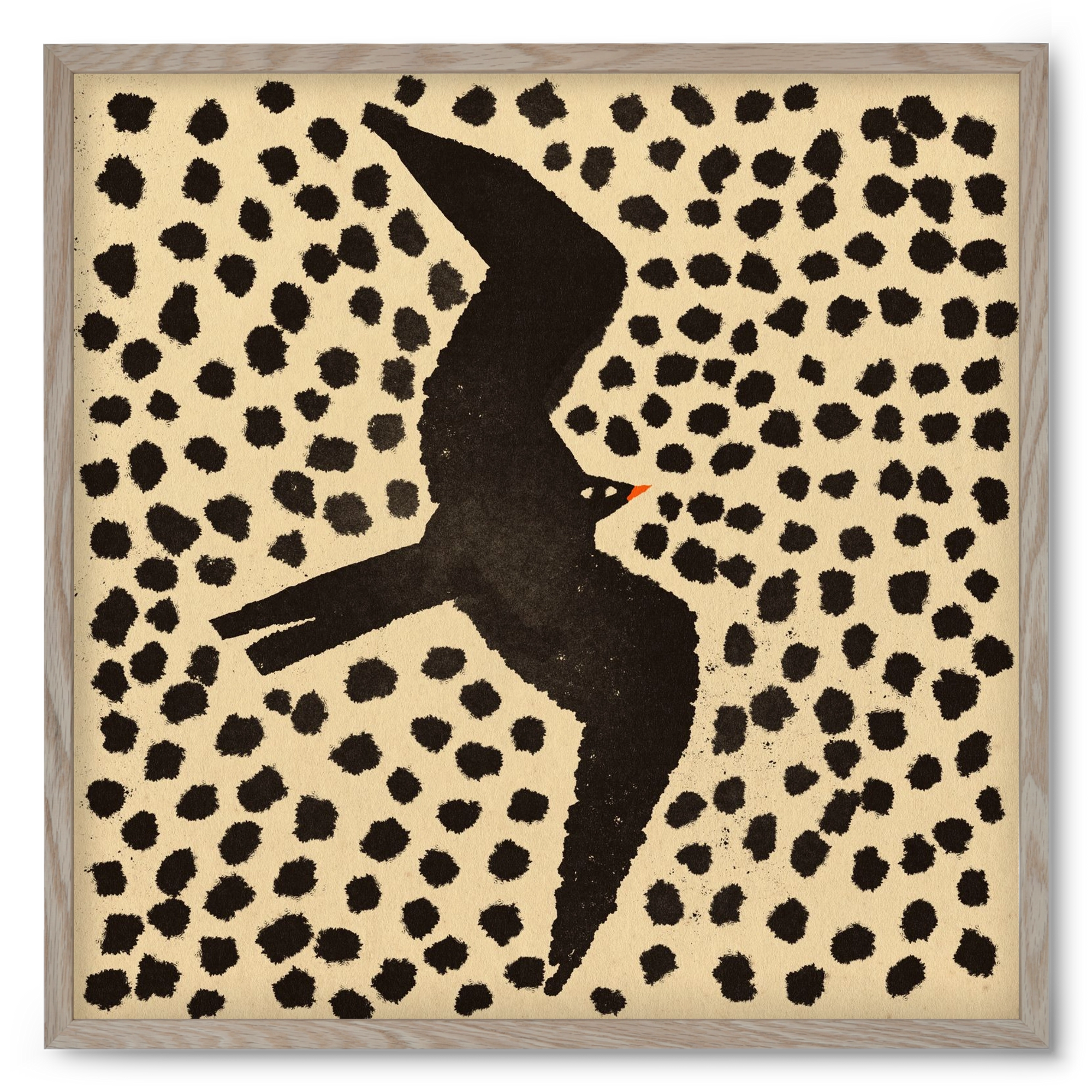 Black bird, 50x50 cm (50x50 cm), Tölgy keret