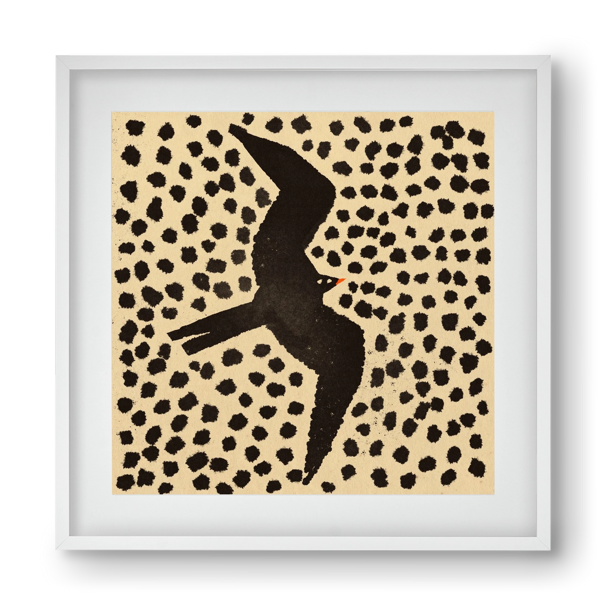 Black bird, 40x40 cm (30x30 cm), Fehér keret, paszpartuval