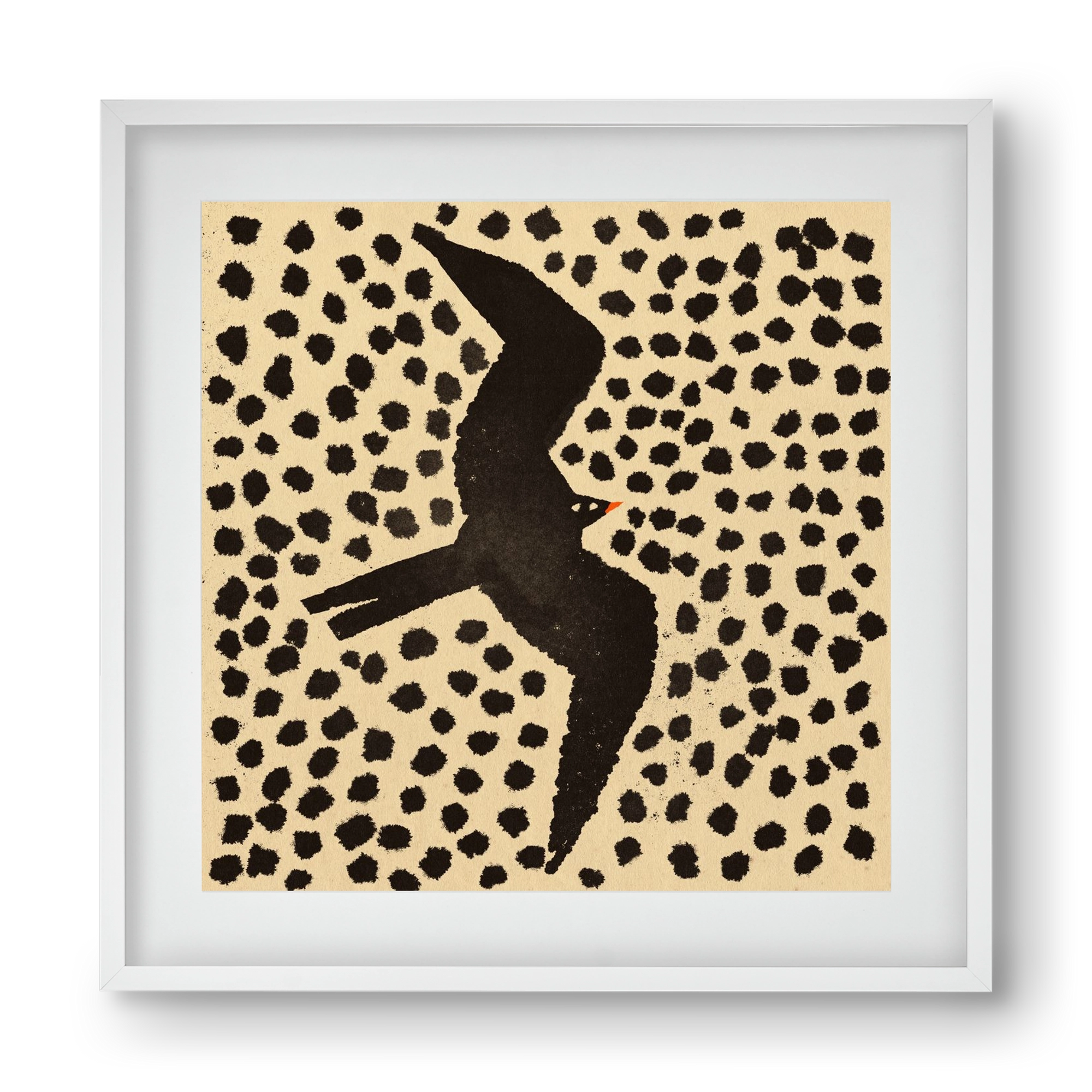 Black bird, 40x40 cm (30x30 cm), Fehér keret, paszpartuval