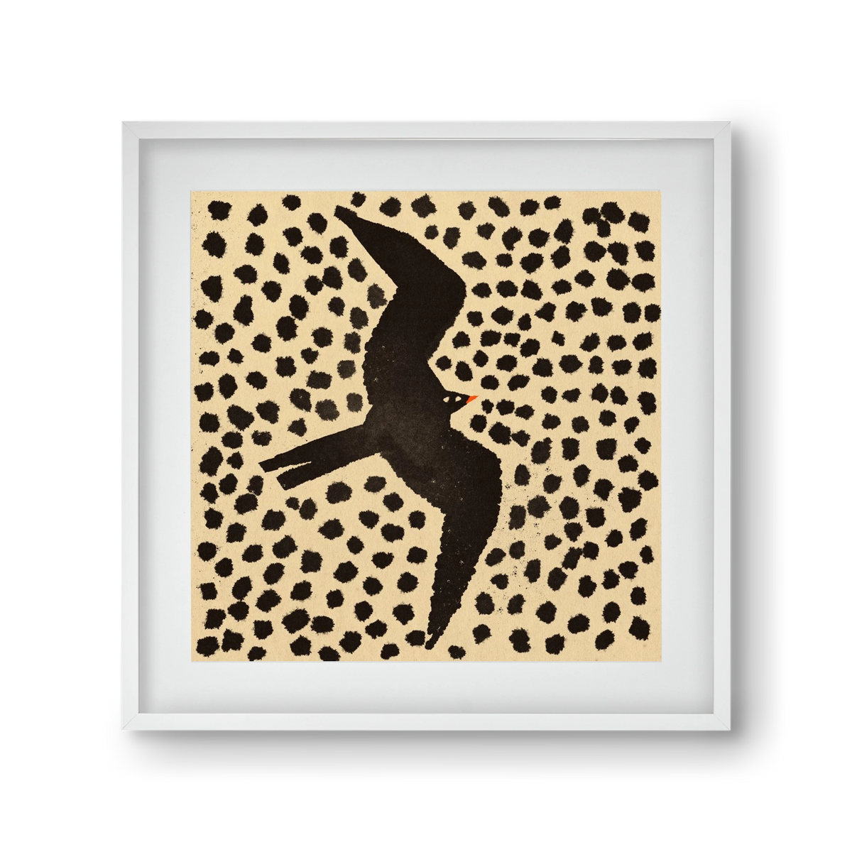 Black bird, 30x30 cm (20x20 cm), Fehér keret, paszpartuval