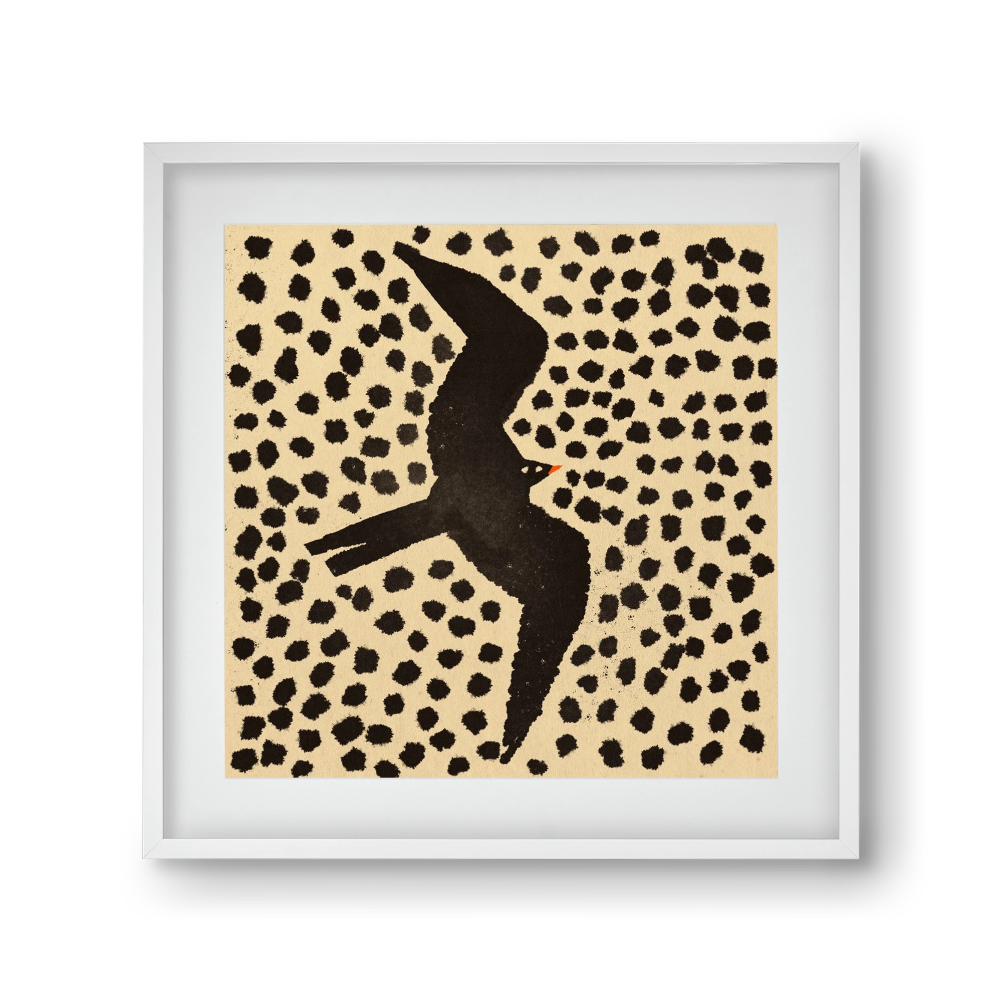 Black bird, 30x30 cm (20x20 cm), Fehér keret, paszpartuval