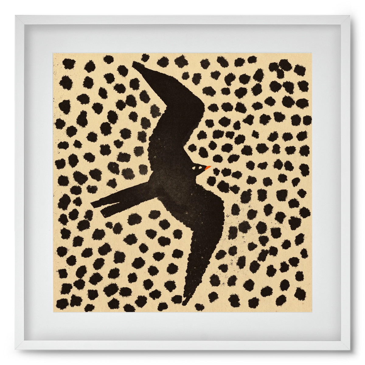 Black bird, 50x50 cm (40x40 cm), Fehér keret, paszpartuval