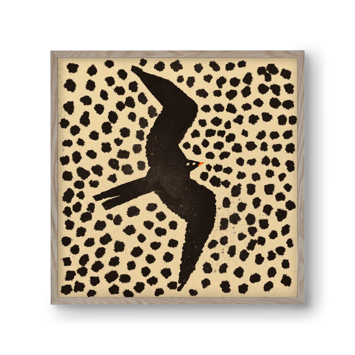 Black bird, 30x30 cm (30x30 cm), Tölgy keret