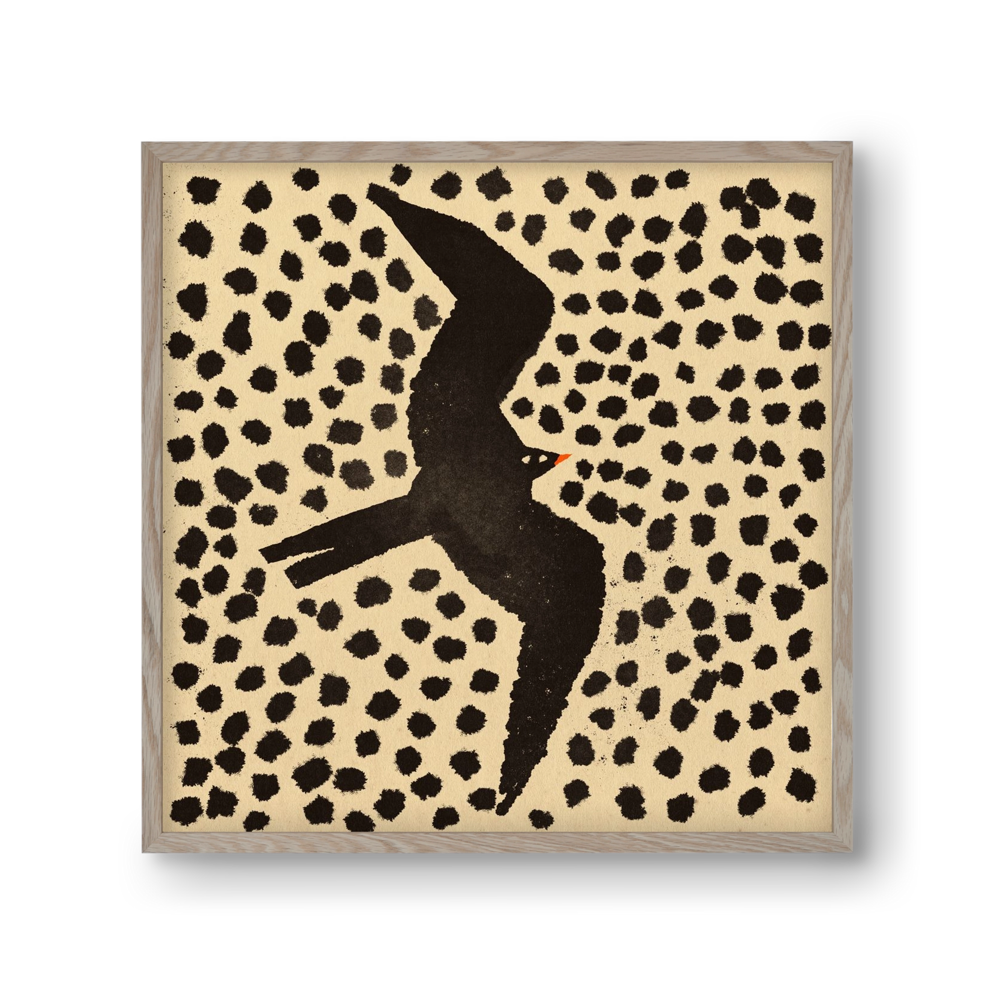 Black bird, 30x30 cm (30x30 cm), Tölgy keret