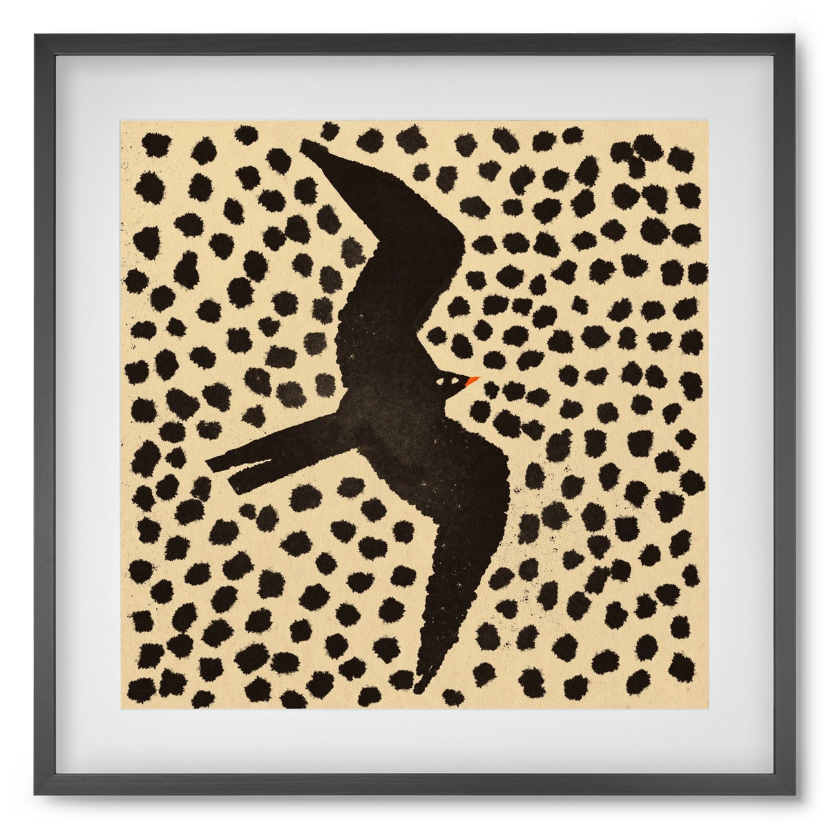 Black bird, 50x50 cm (40x40 cm), Fekete keret, paszpartuval