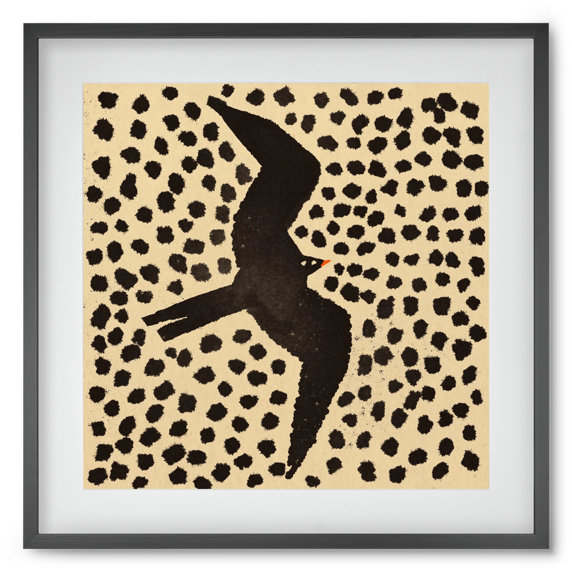 Black bird, 50x50 cm (40x40 cm), Fekete keret, paszpartuval