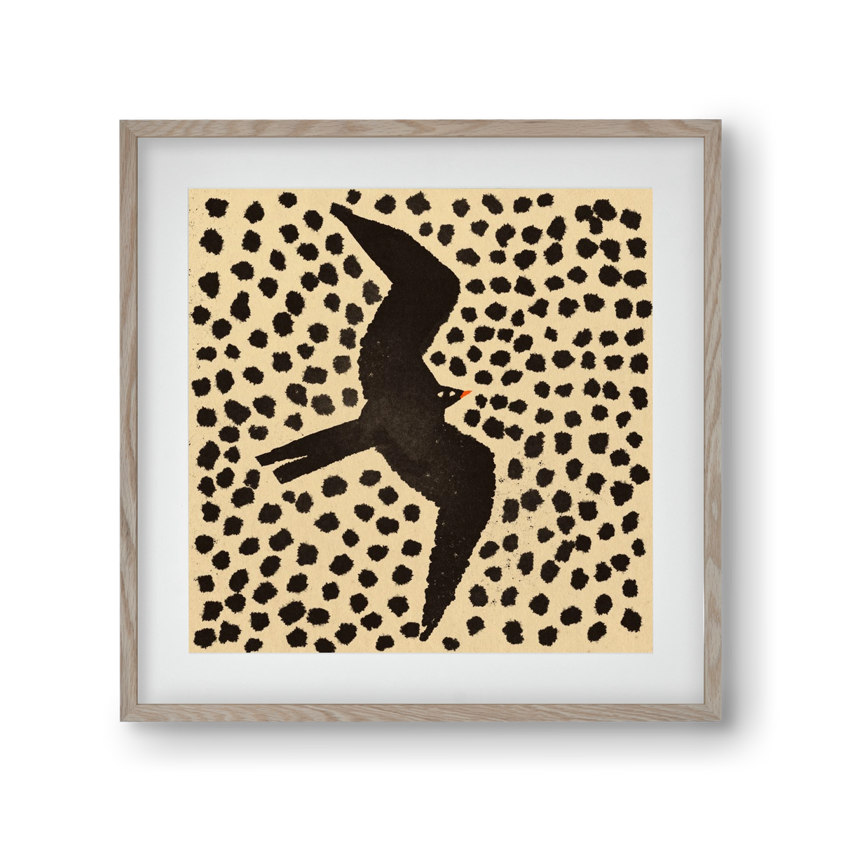 Black bird, 30x30 cm (20x20 cm), Tölgy keret, paszpartuval