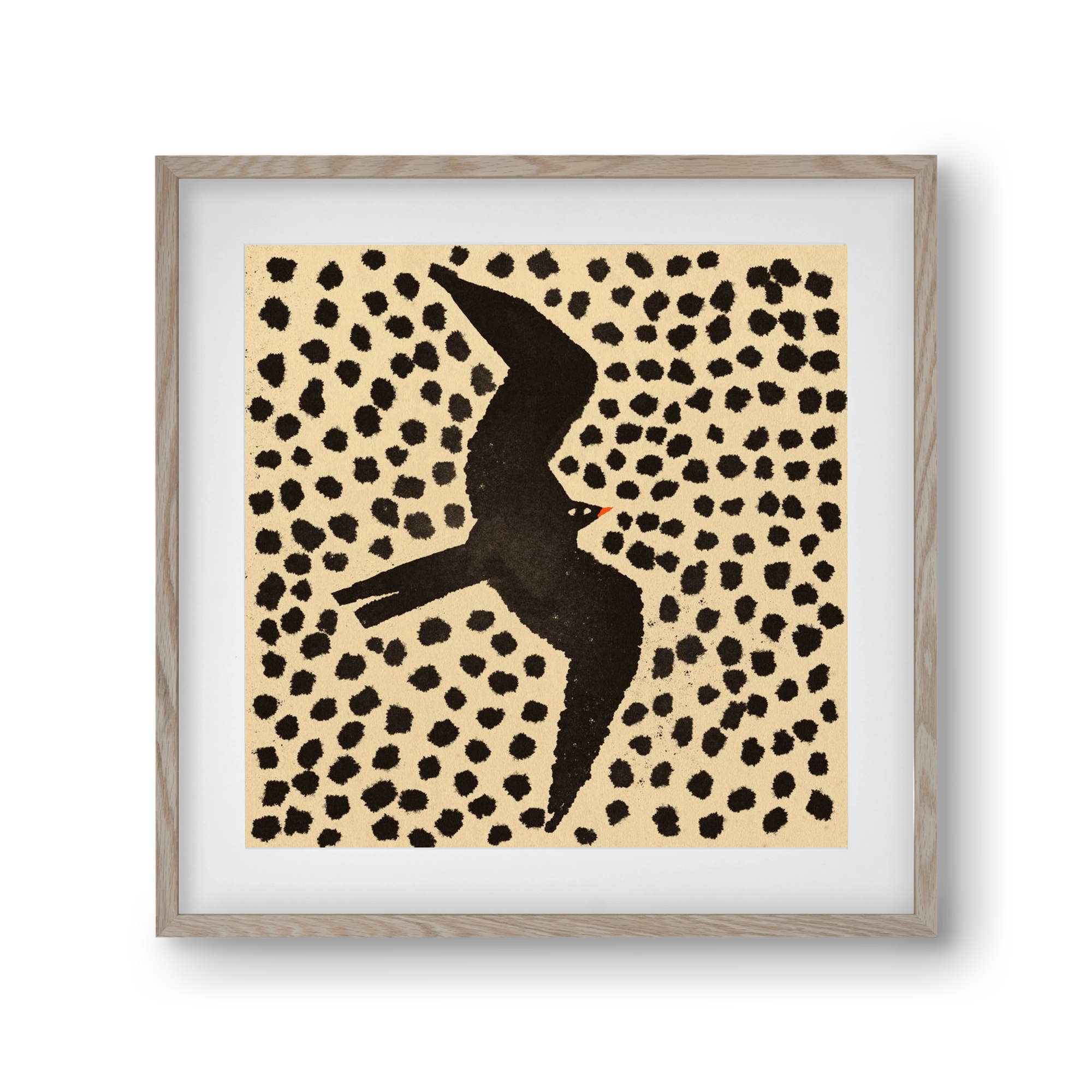 Black bird, 30x30 cm (20x20 cm), Tölgy keret, paszpartuval