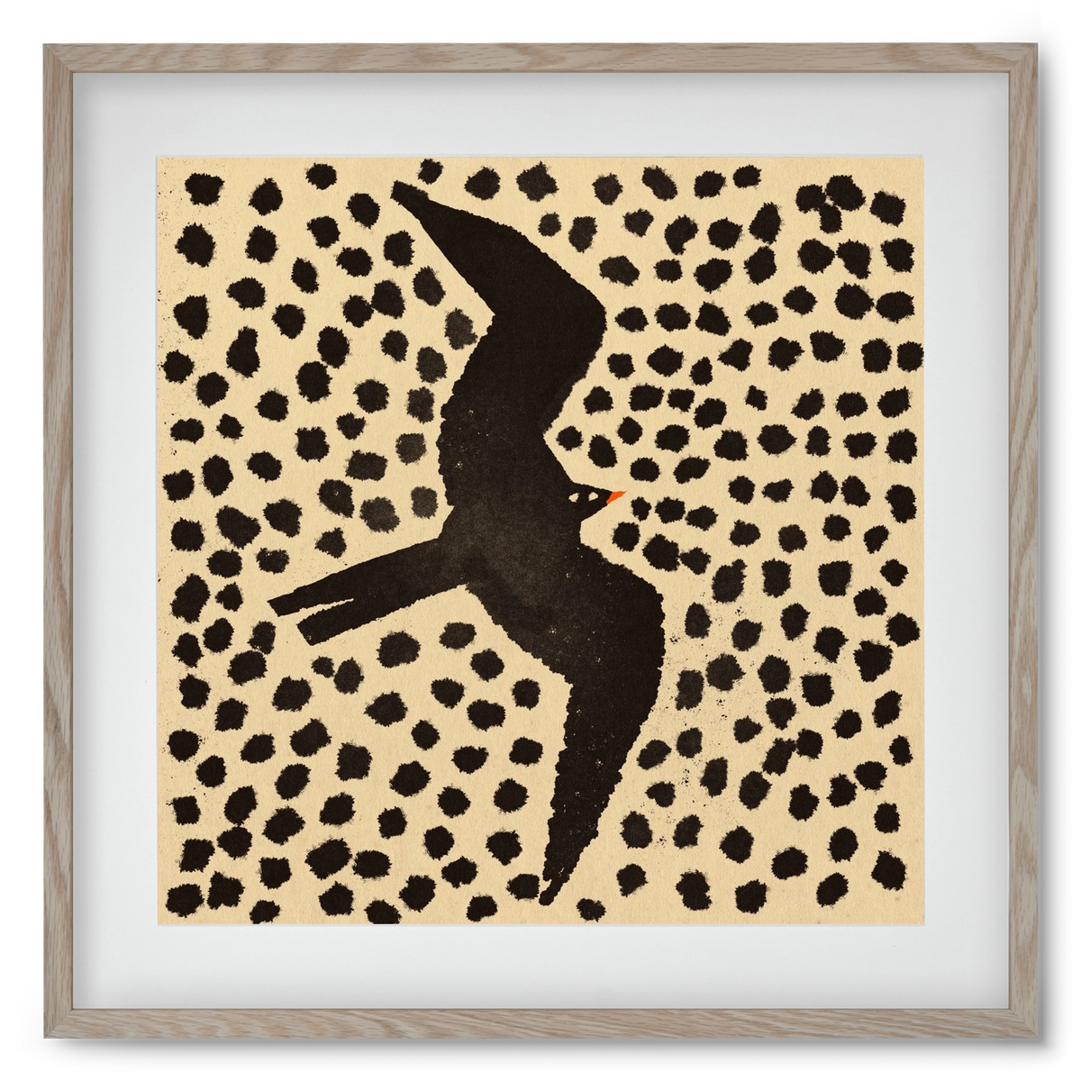 Black bird, 50x50 cm (40x40 cm), Tölgy keret, paszpartuval