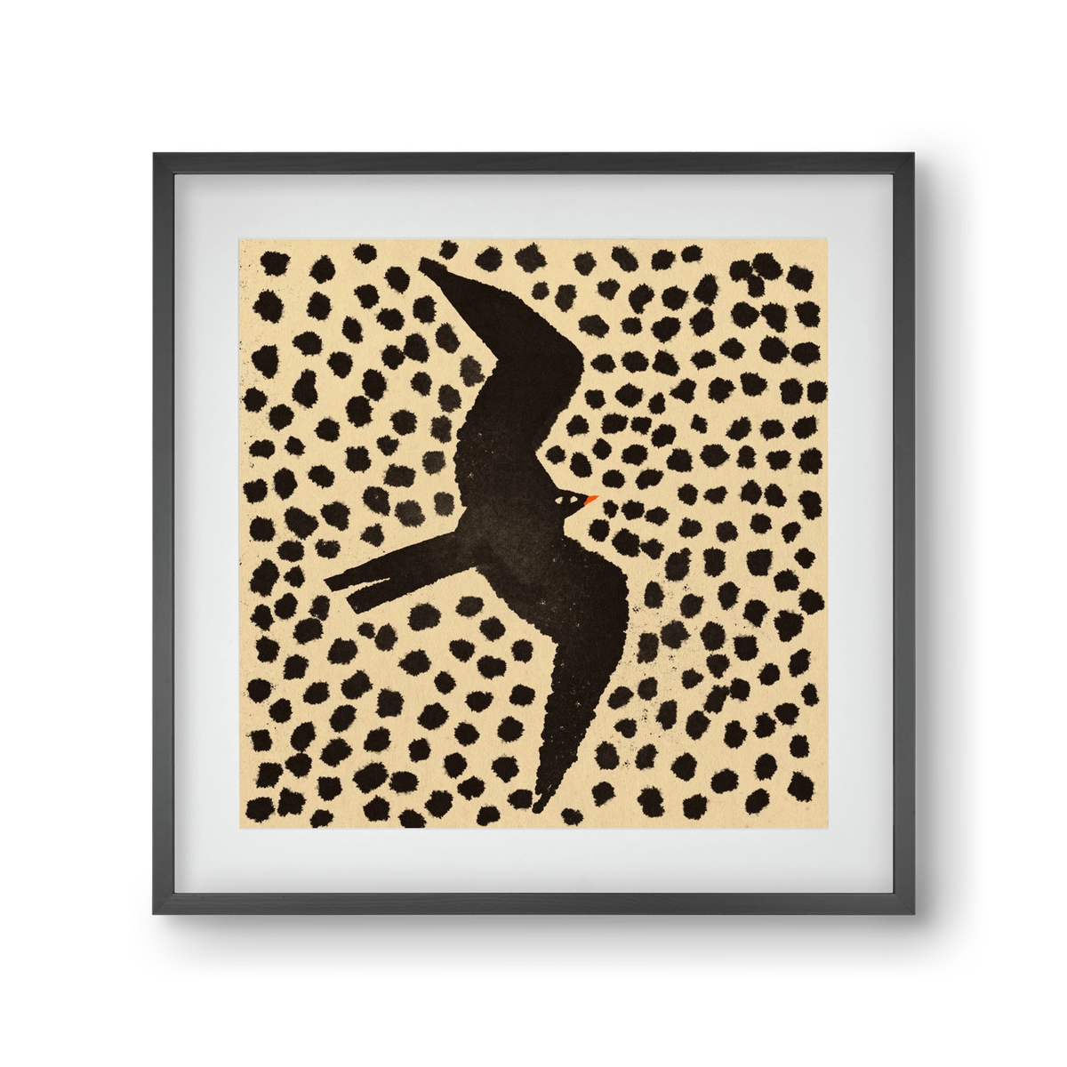 Black bird, 30x30 cm (20x20 cm), Fekete keret, paszpartuval