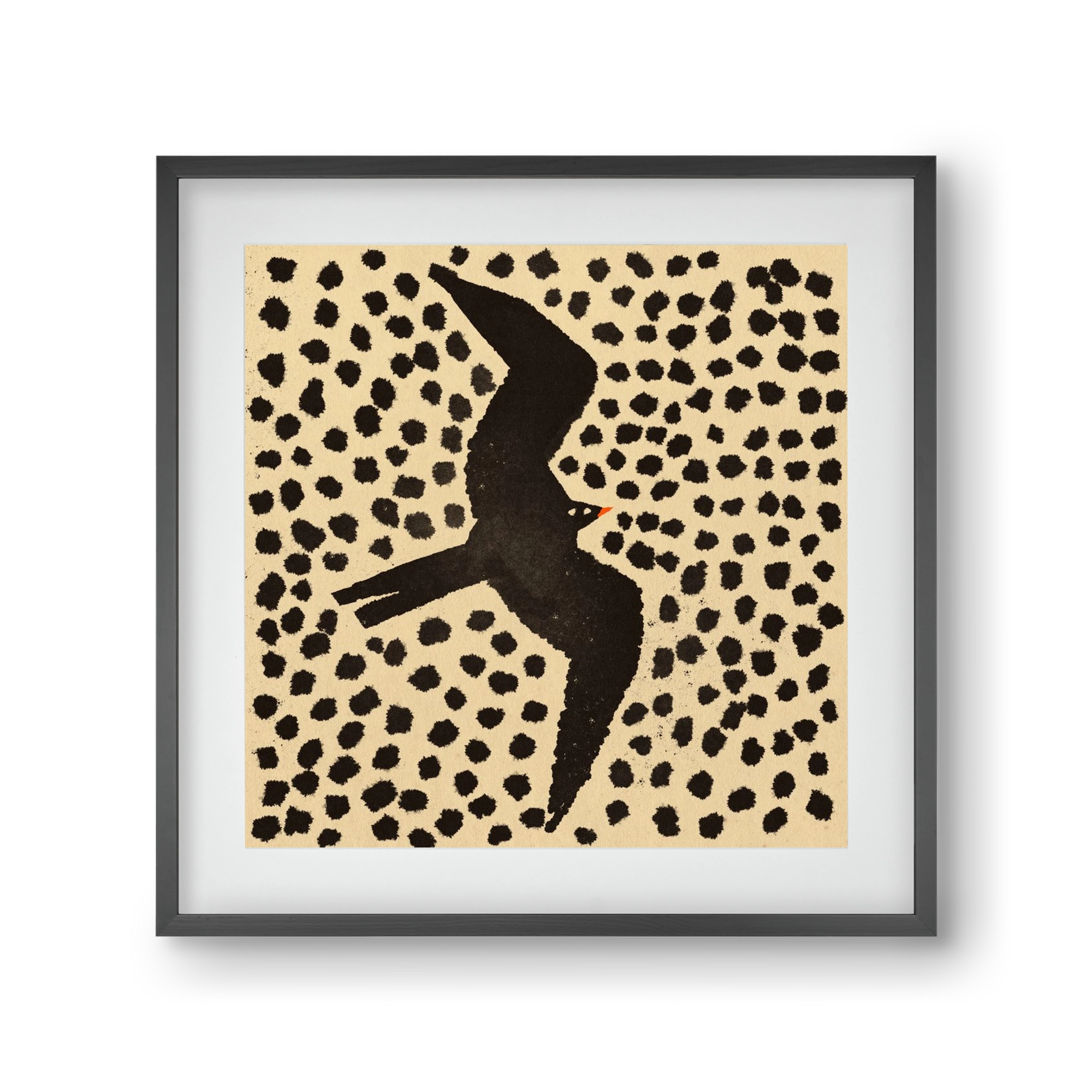 Black bird, 30x30 cm (20x20 cm), Fekete keret, paszpartuval