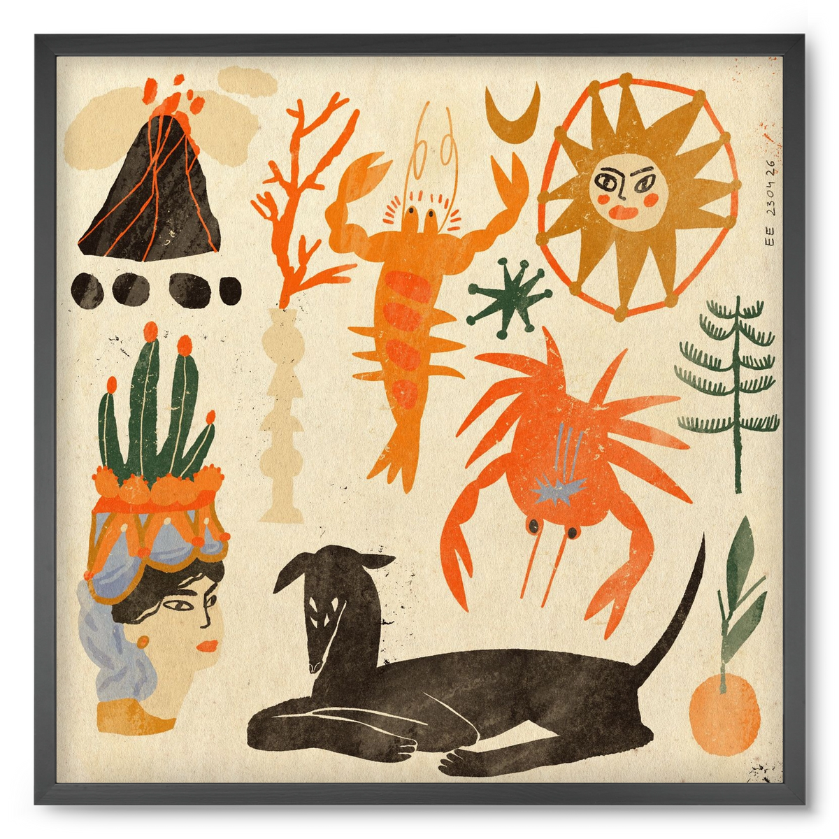 Catania, 50x50 cm (50x50 cm), Fekete keret