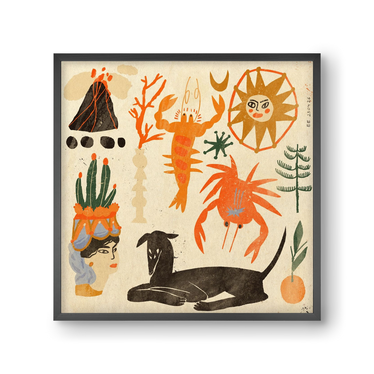 Catania, 30x30 cm (30x30 cm), Fekete keret