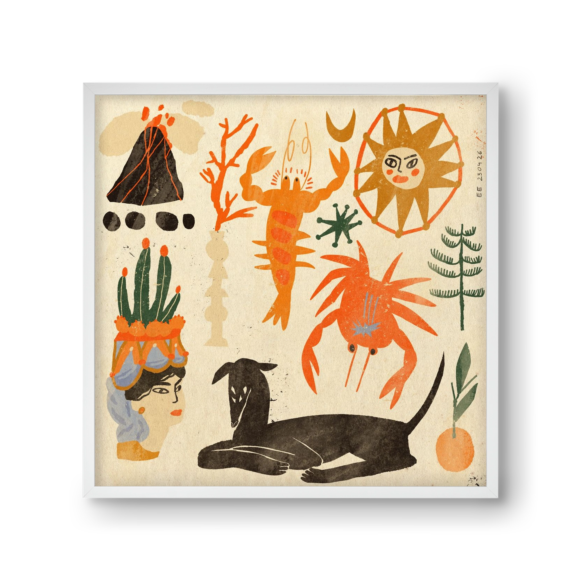 Catania, 30x30 cm (30x30 cm), Fehér keret