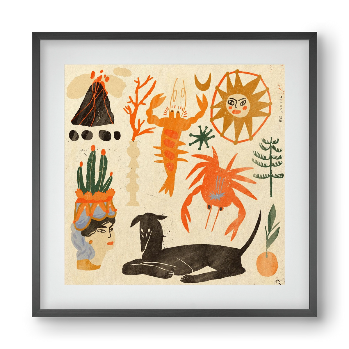 Catania, 40x40 cm (30x30 cm), Fekete keret, paszpartuval