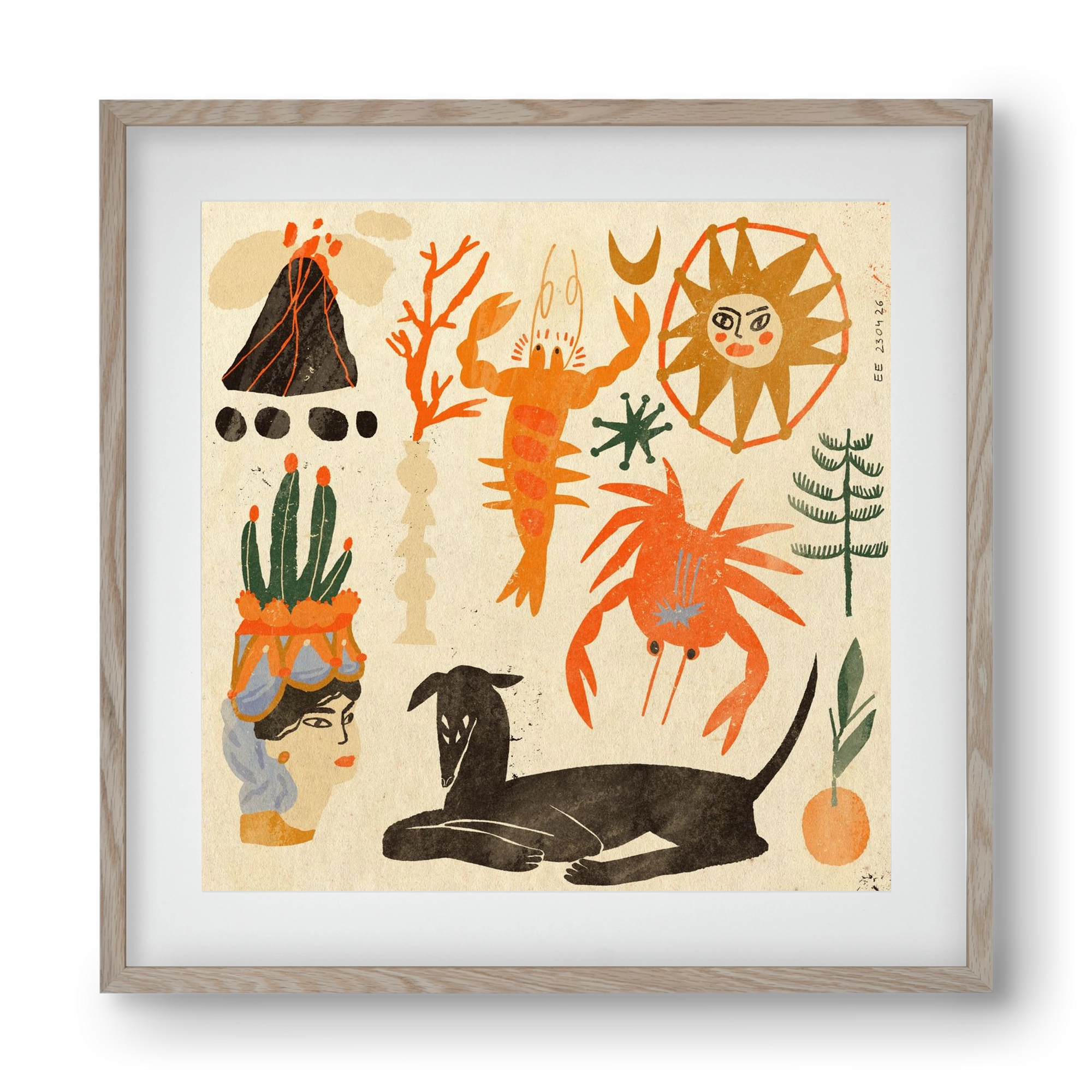 Catania, 40x40 cm (30x30 cm), Tölgy keret, paszpartuval