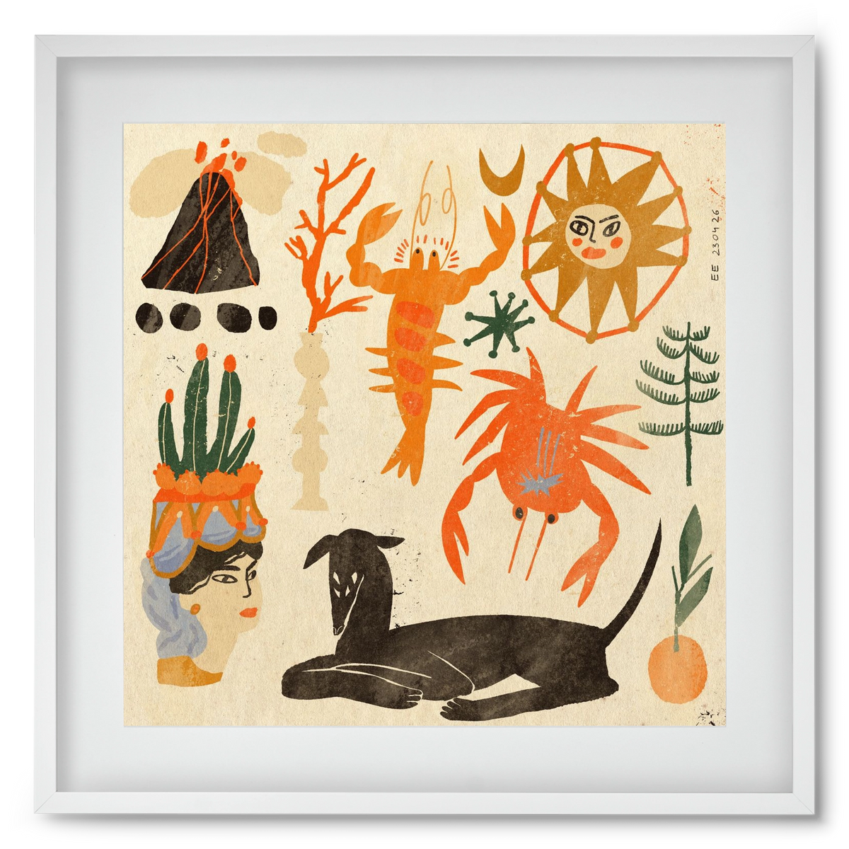 Catania, 50x50 cm (40x40 cm), Fehér keret, paszpartuval