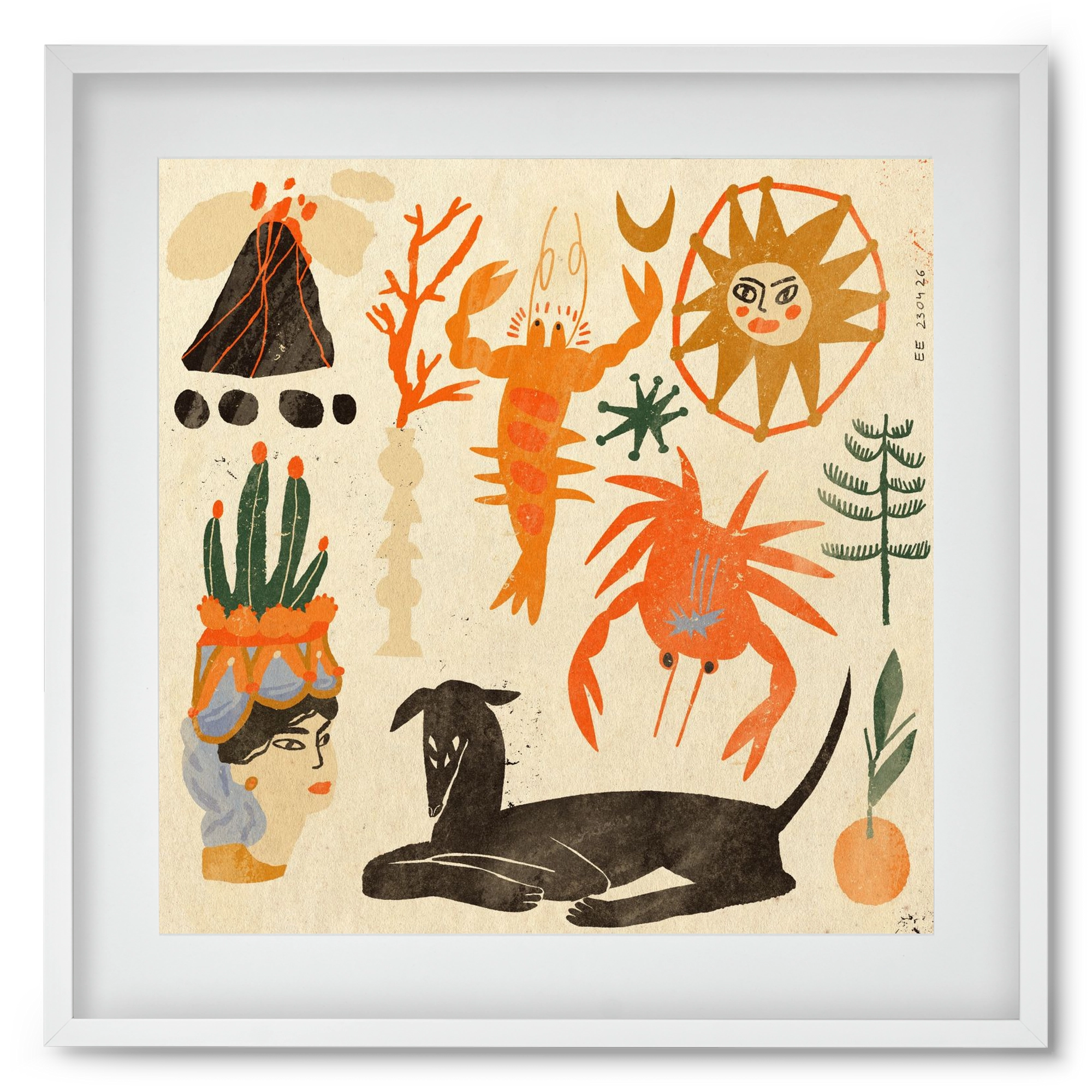 Catania, 50x50 cm (40x40 cm), Fehér keret, paszpartuval