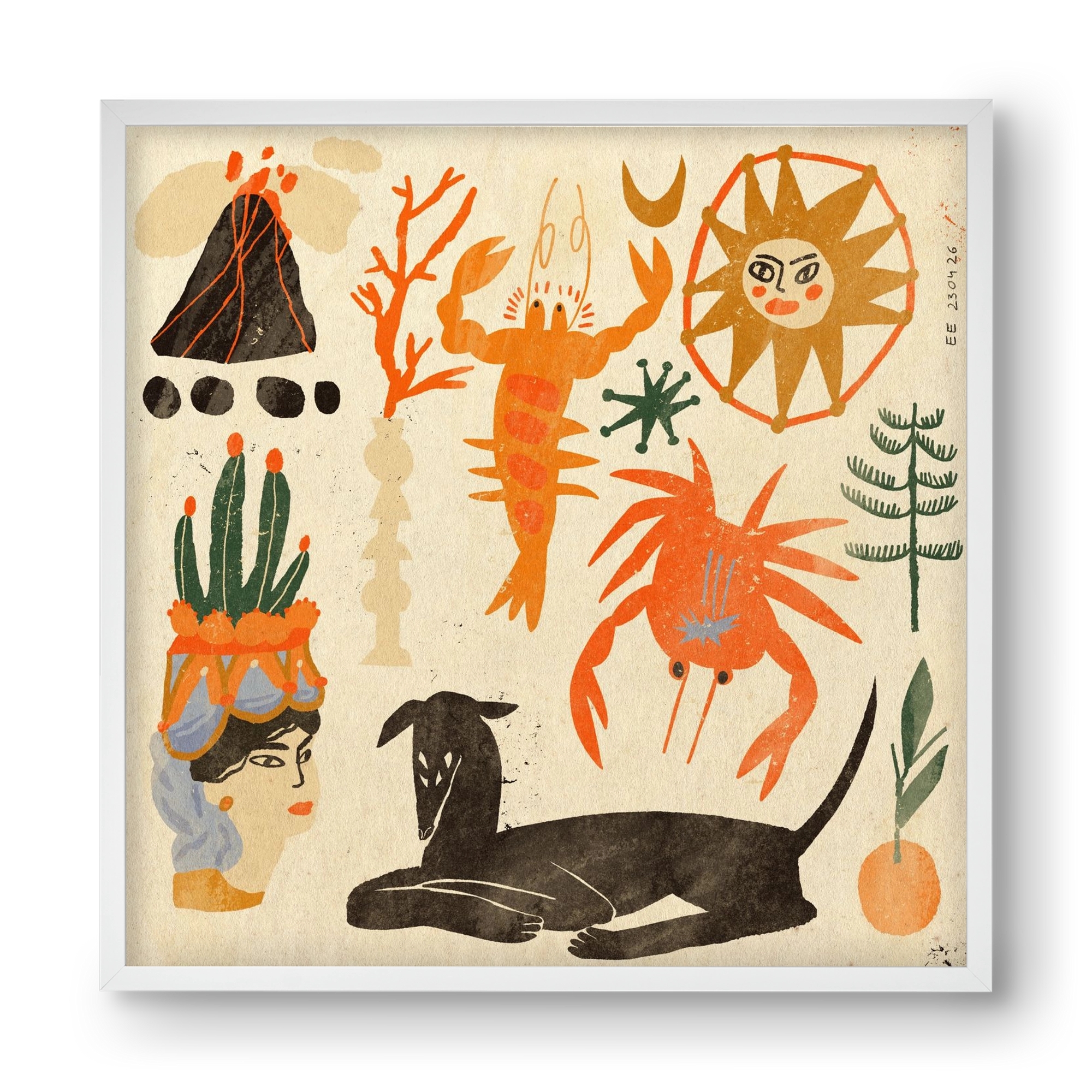 Catania, 40x40 cm (40x40 cm), Fehér keret