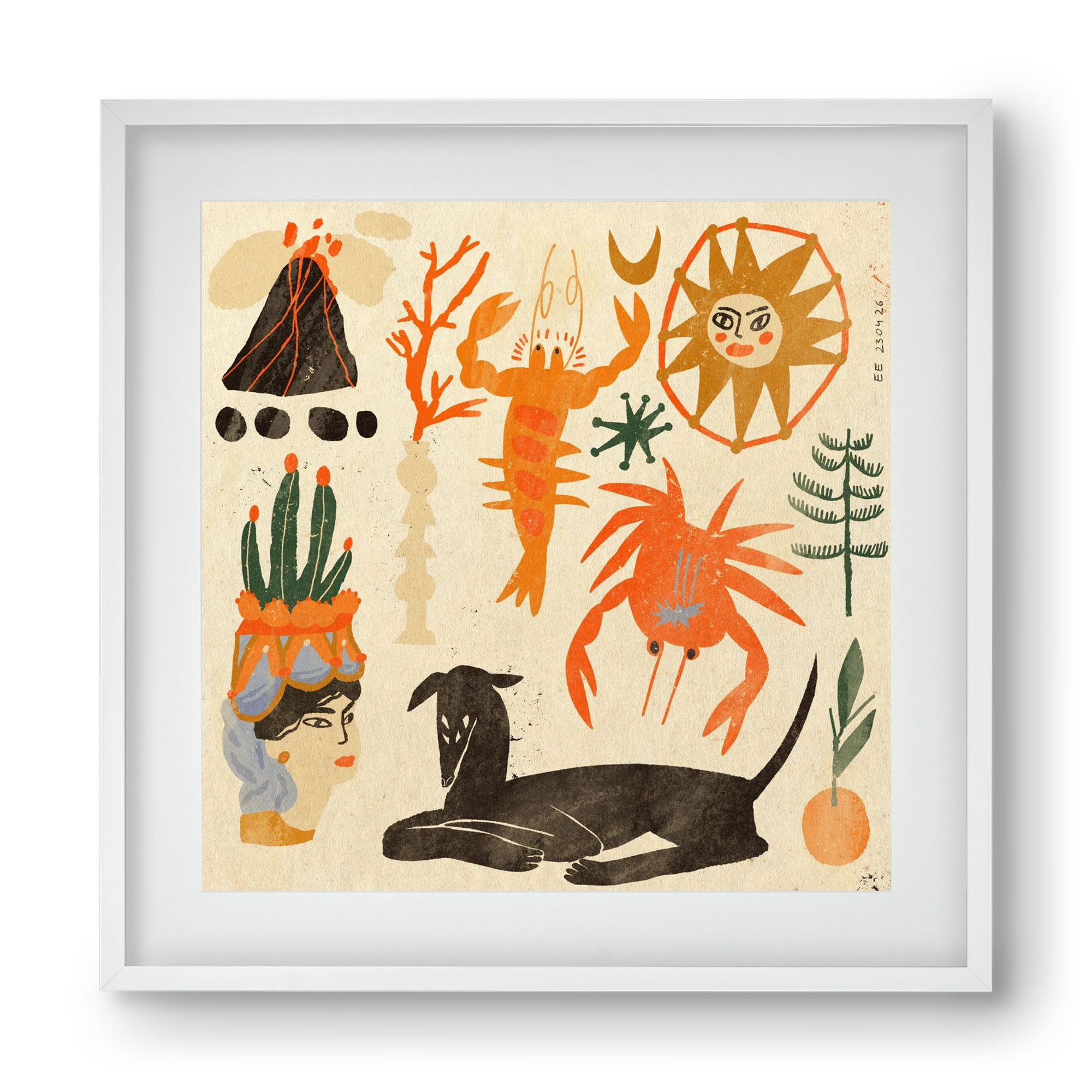 Catania, 40x40 cm (30x30 cm), Fehér keret, paszpartuval