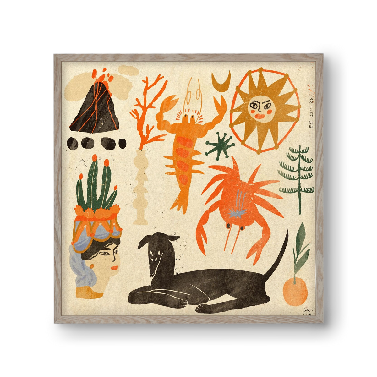 Catania, 30x30 cm (30x30 cm), Tölgy keret