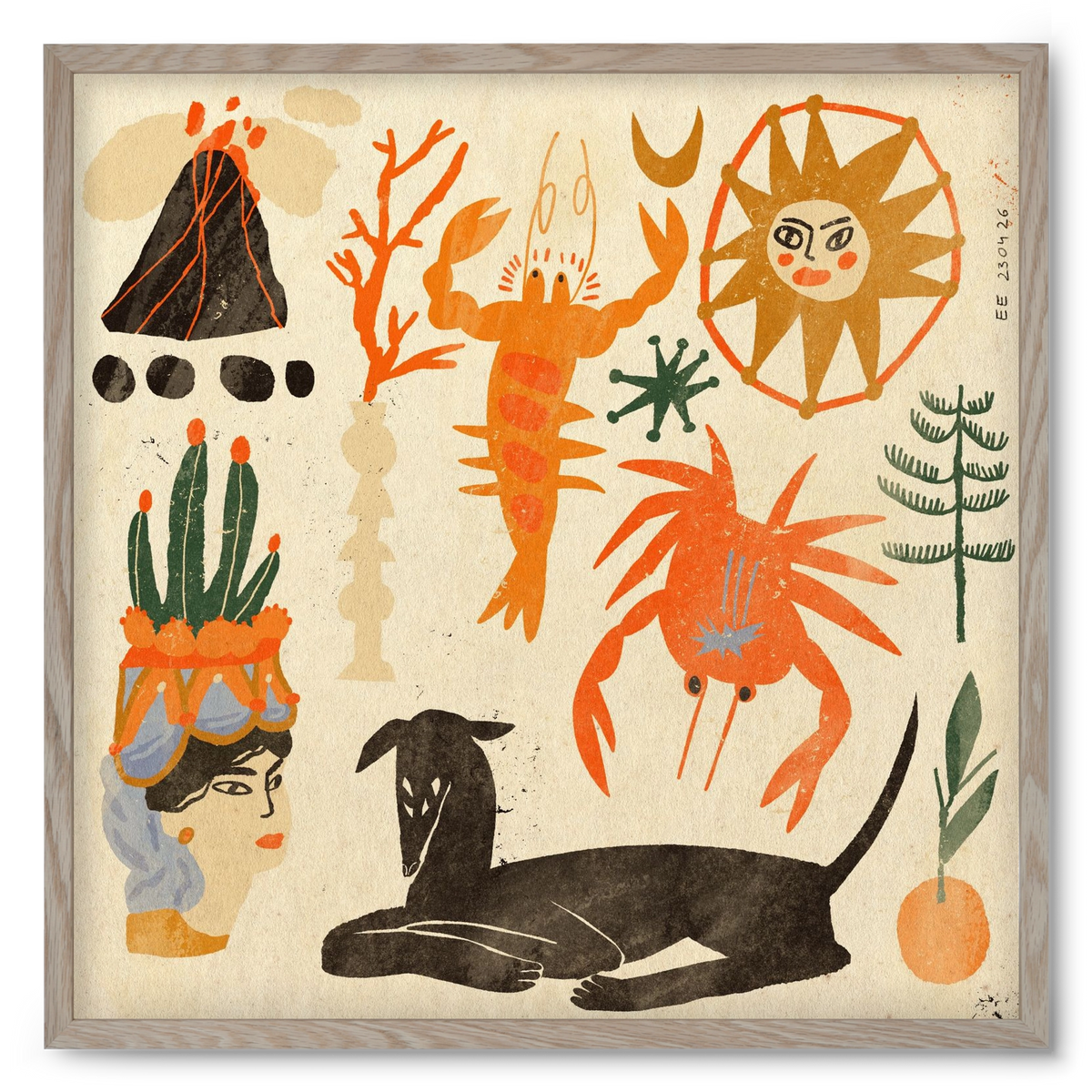 Catania, 50x50 cm (50x50 cm), Tölgy keret