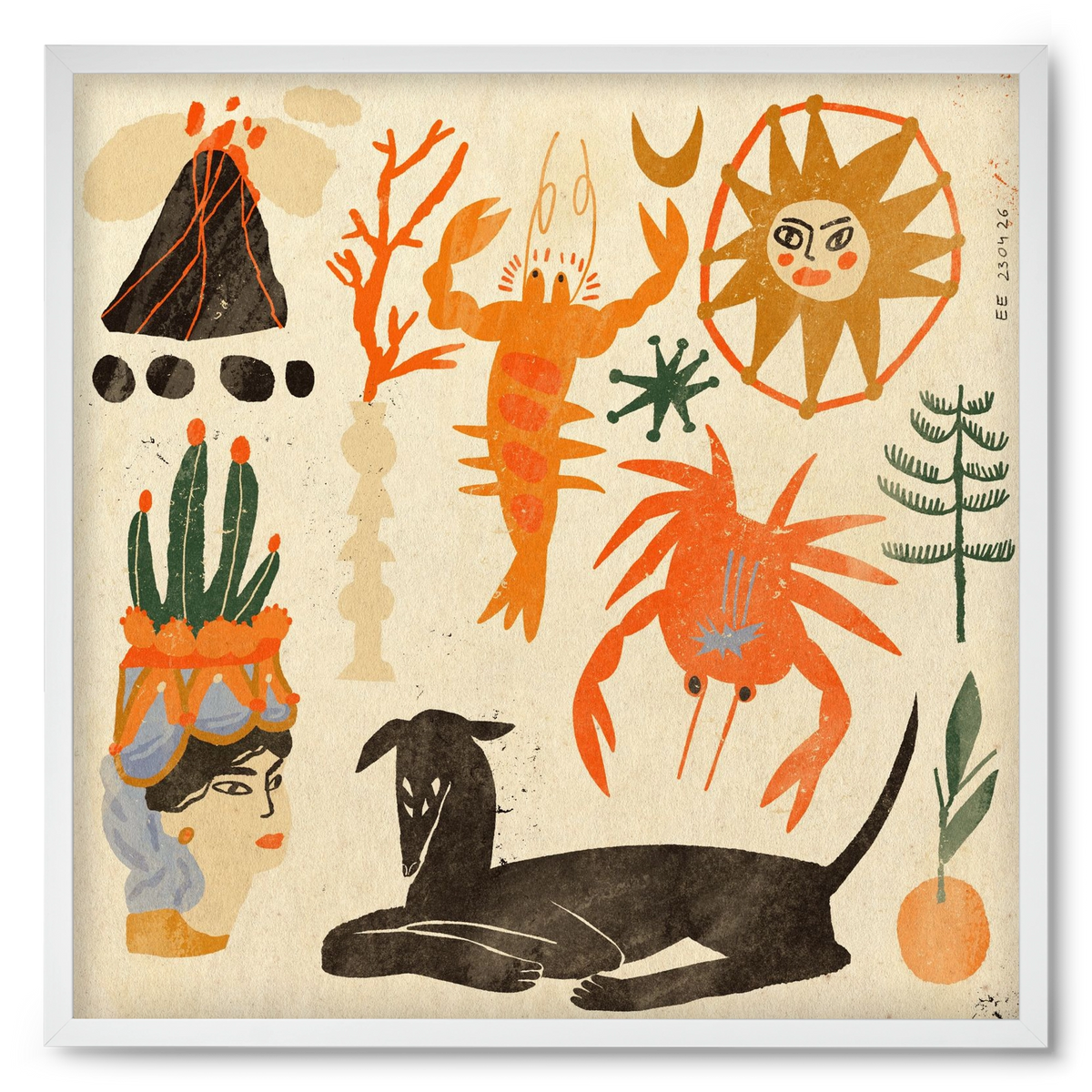 Catania, 50x50 cm (50x50 cm), Fehér keret