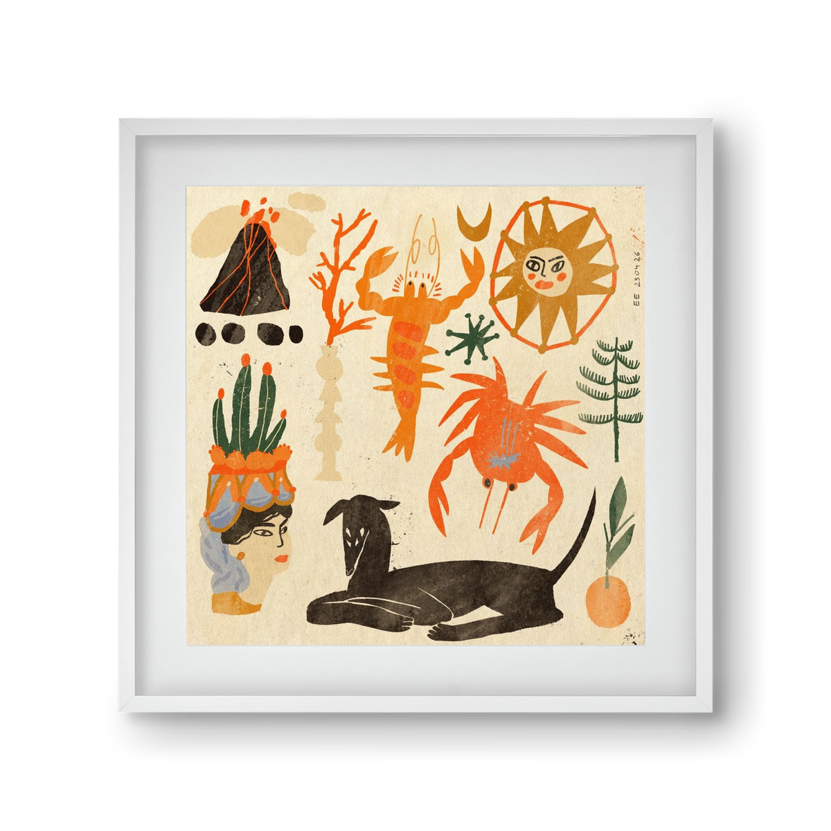 Catania, 30x30 cm (20x20 cm), Fehér keret, paszpartuval