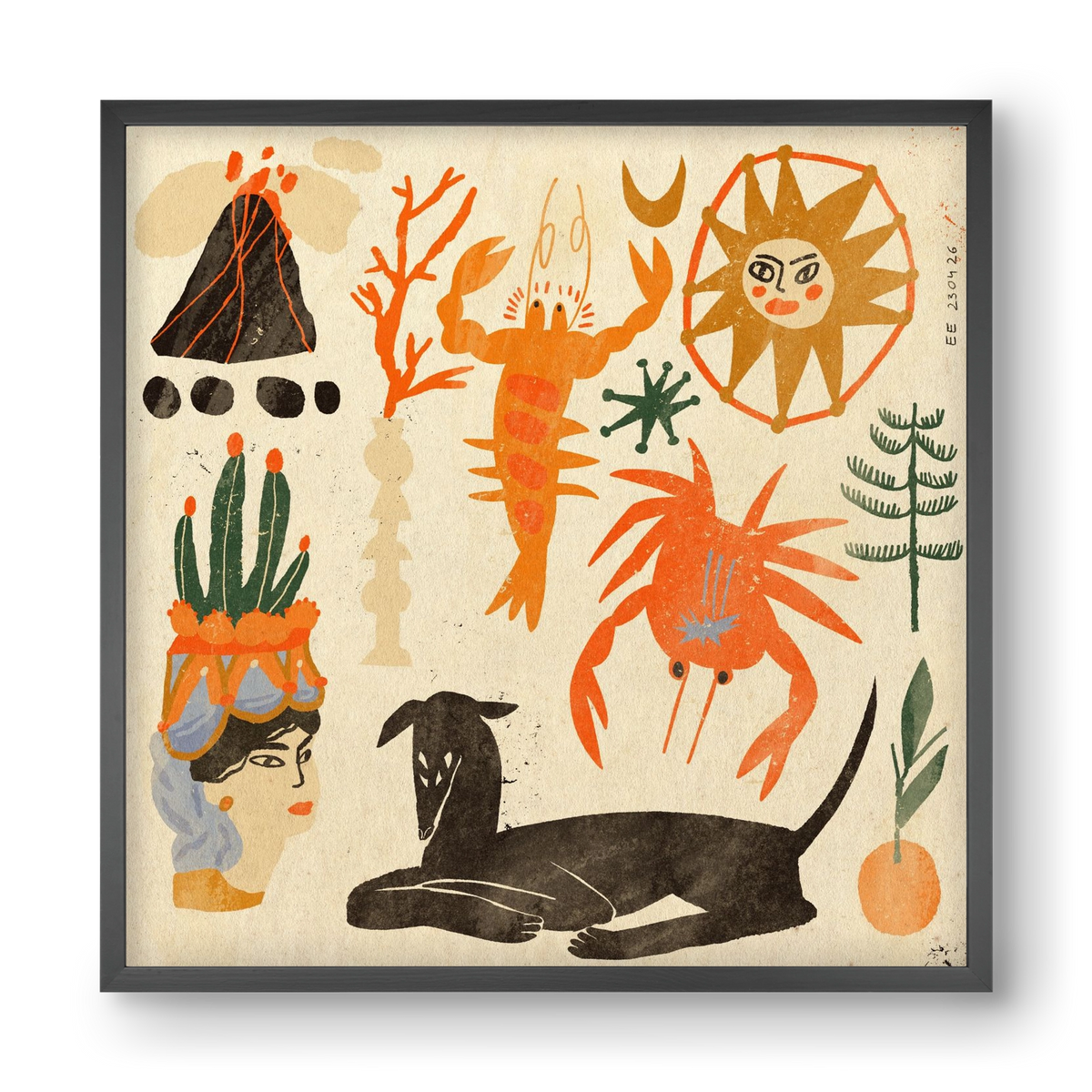 Catania, 40x40 cm (40x40 cm), Fekete keret