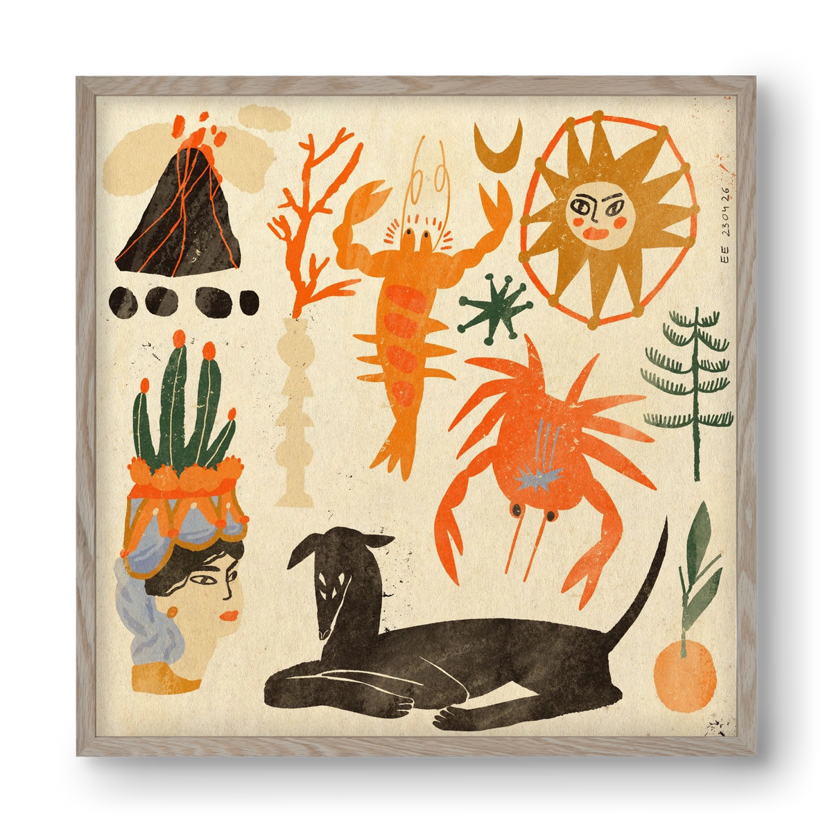 Catania, 40x40 cm (40x40 cm), Tölgy keret