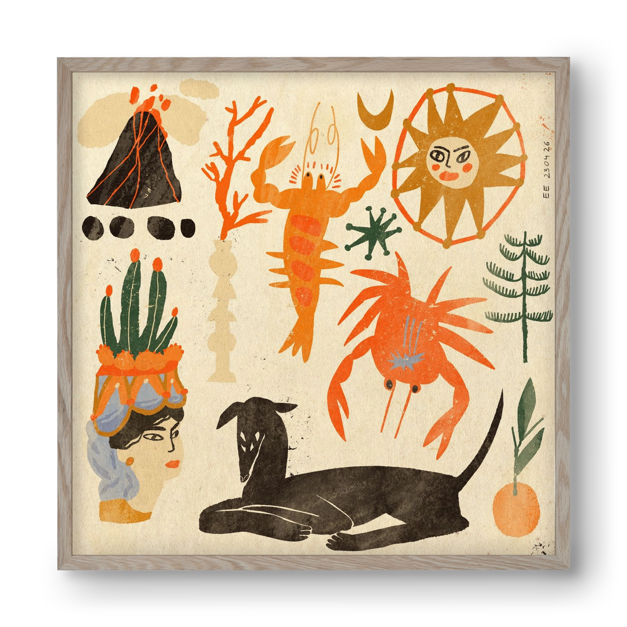 Catania, 40x40 cm (40x40 cm), Tölgy keret