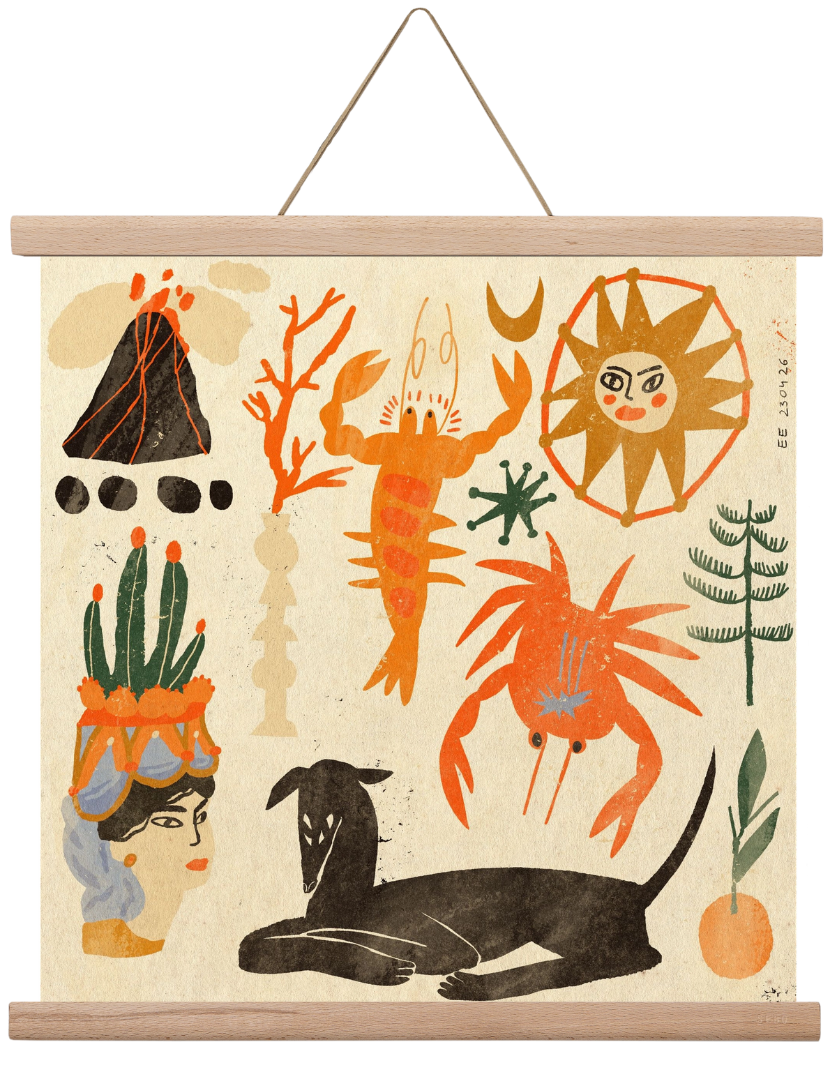 Catania, 40x40 cm (40x40 cm), Tölgy akasztó