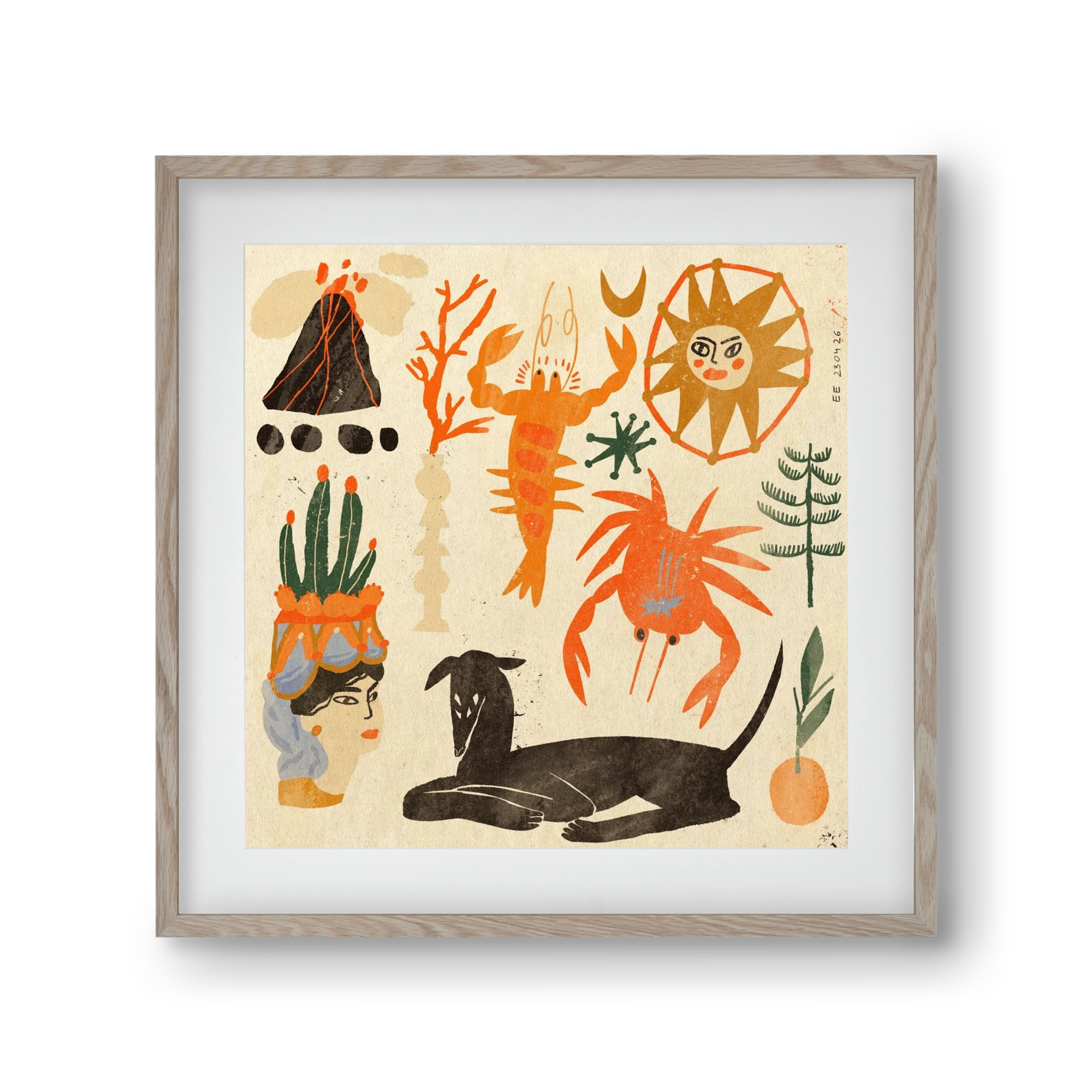 Catania, 30x30 cm (20x20 cm), Tölgy keret, paszpartuval