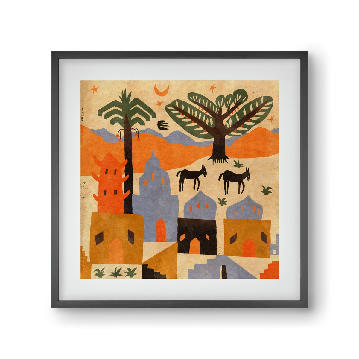 Egypt, 30x30 cm (20x20 cm), Fekete keret, paszpartuval