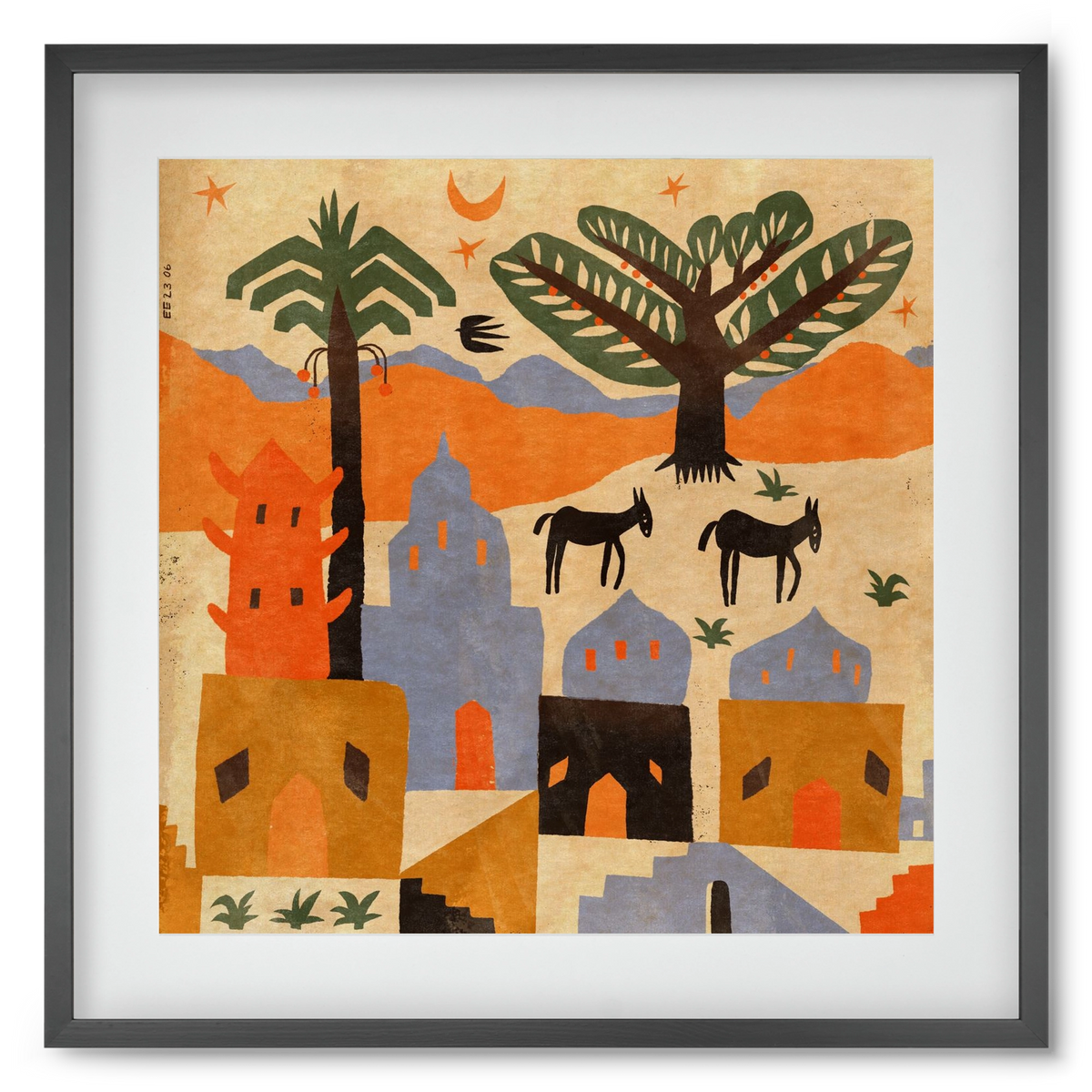 Egypt, 50x50 cm (40x40 cm), Fekete keret, paszpartuval