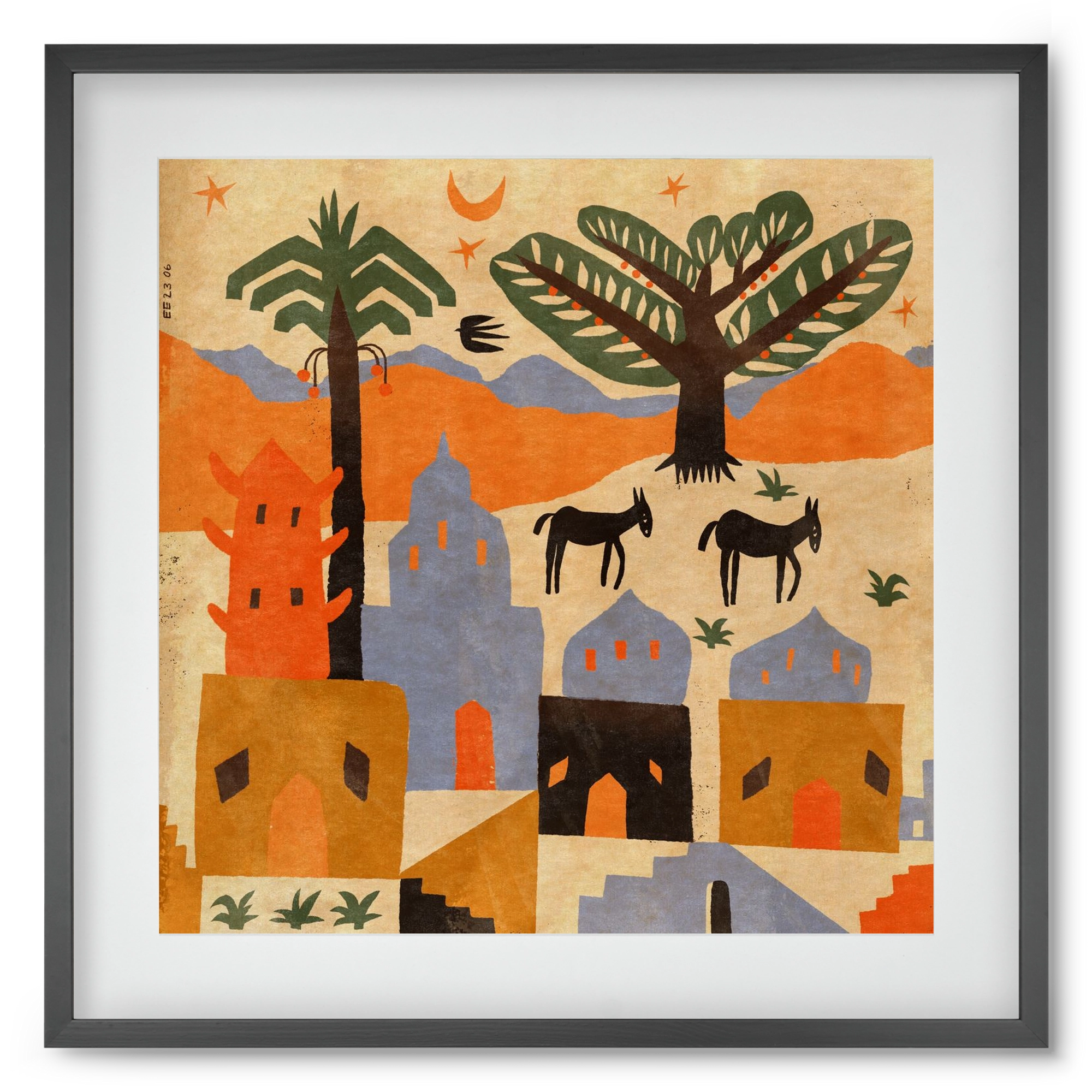 Egypt, 50x50 cm (40x40 cm), Fekete keret, paszpartuval
