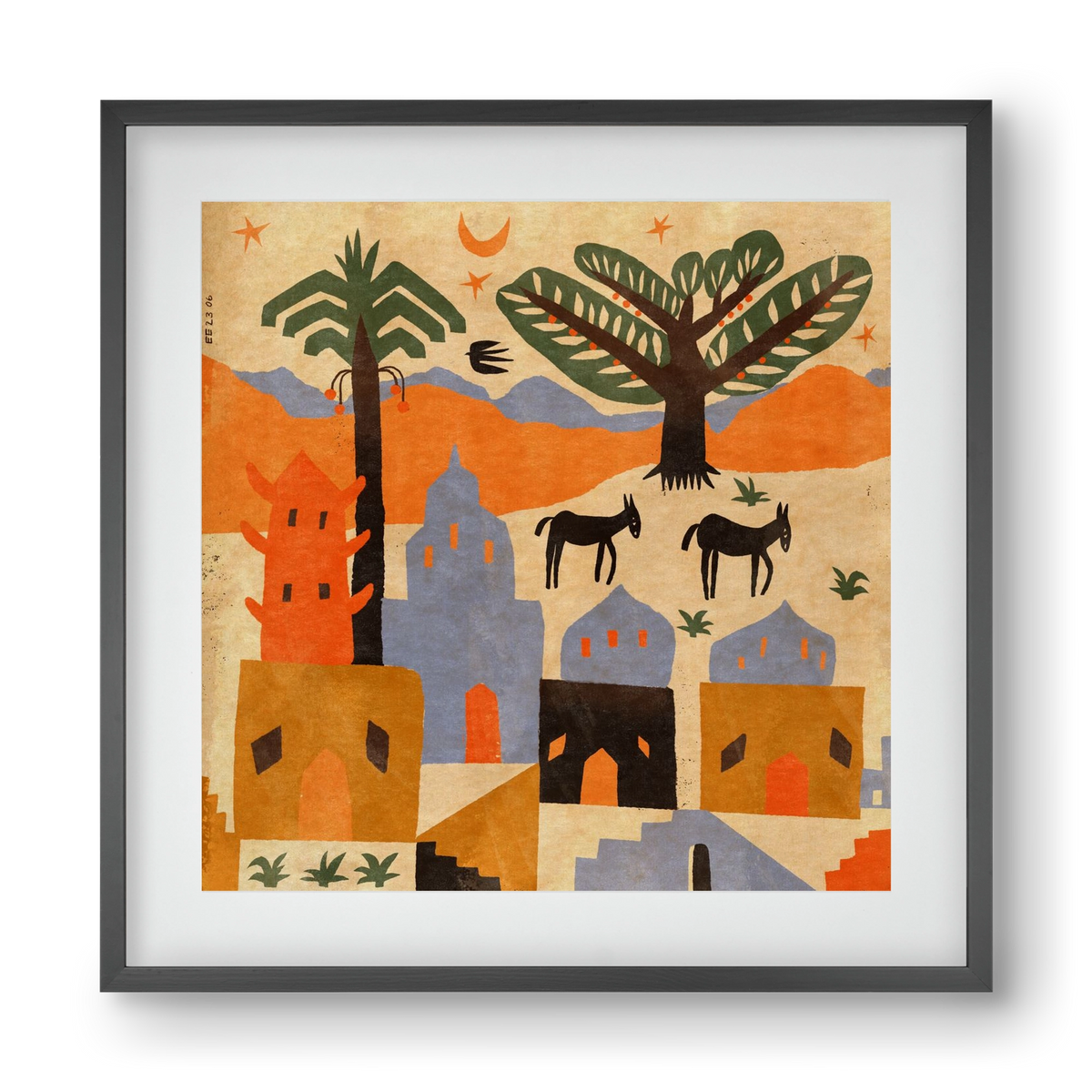 Egypt, 40x40 cm (30x30 cm), Fekete keret, paszpartuval