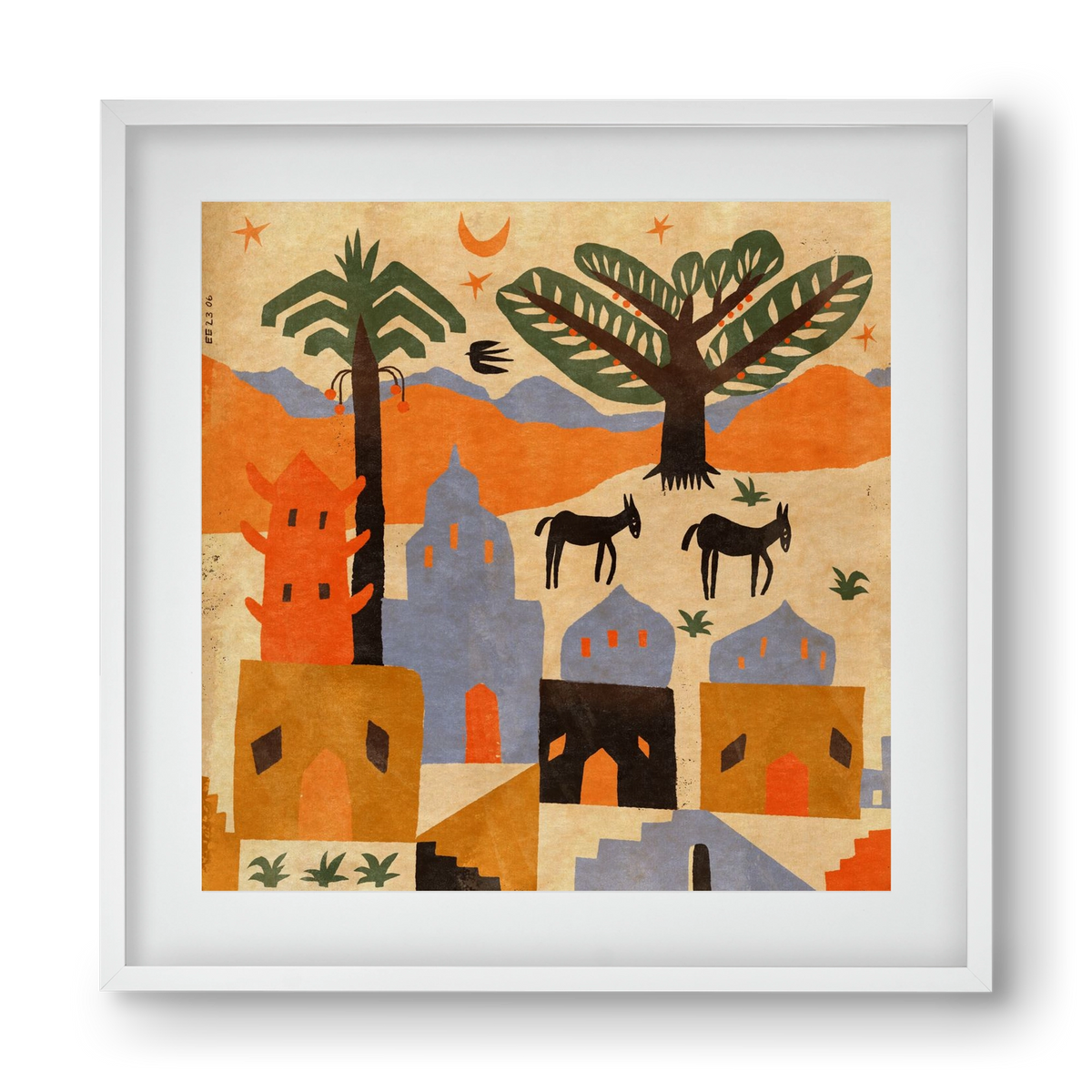 Egypt, 40x40 cm (30x30 cm), Fehér keret, paszpartuval